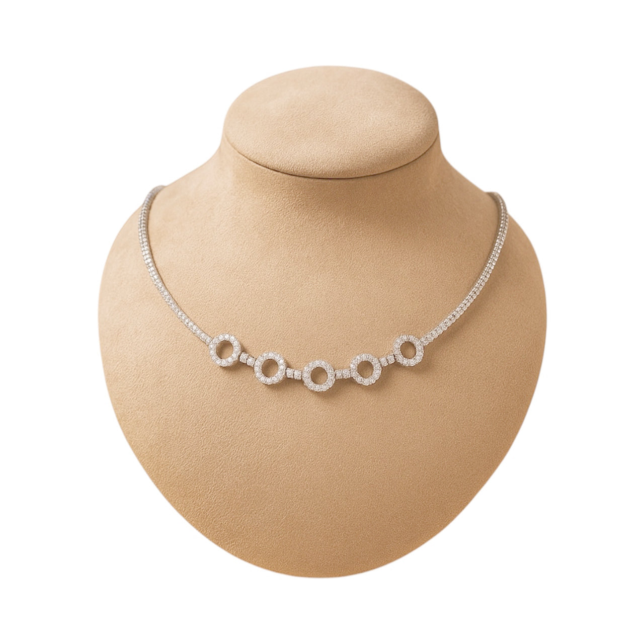 Circle Fancy Diamond Tennis Necklace