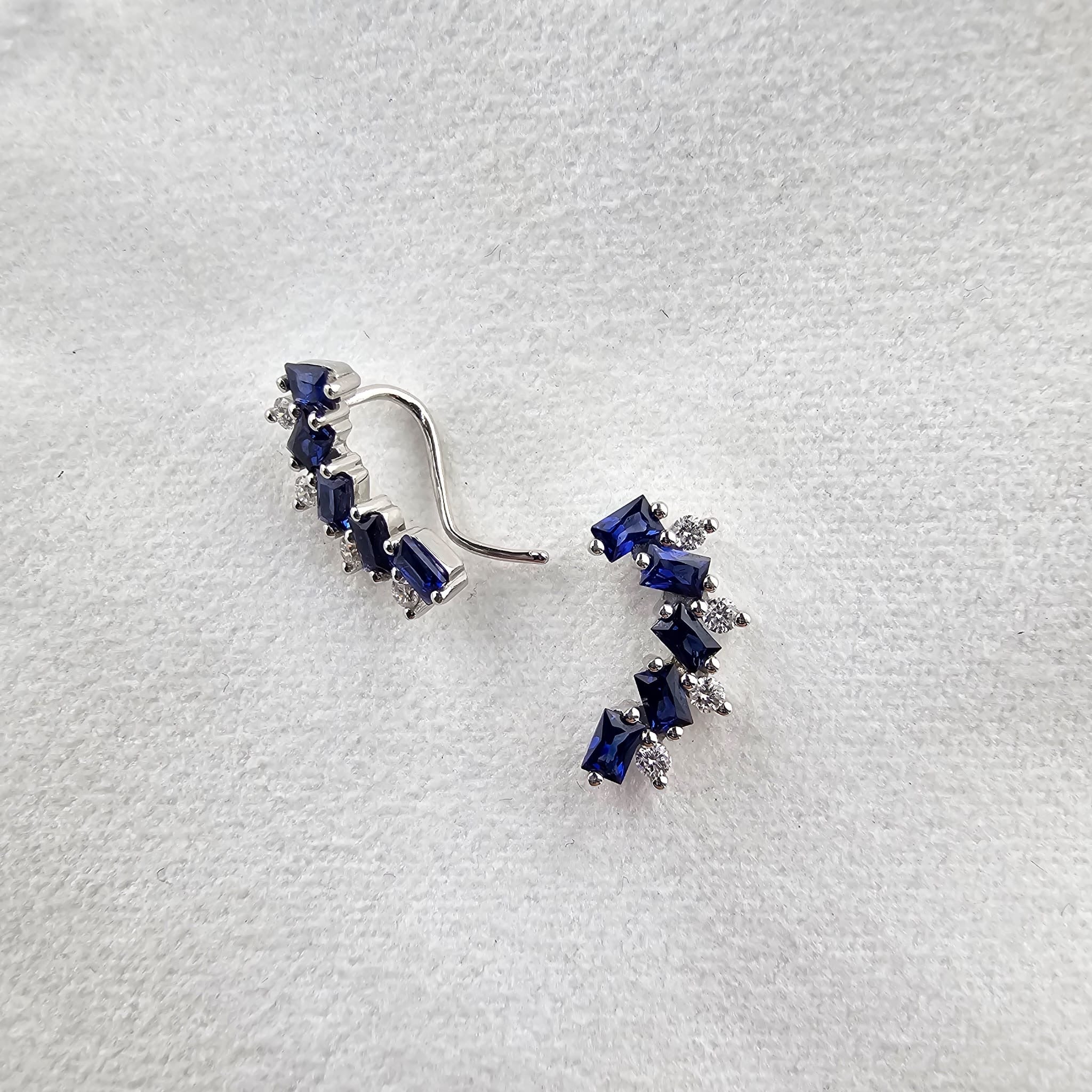 Baguette Sapphire and Diamond Earrings