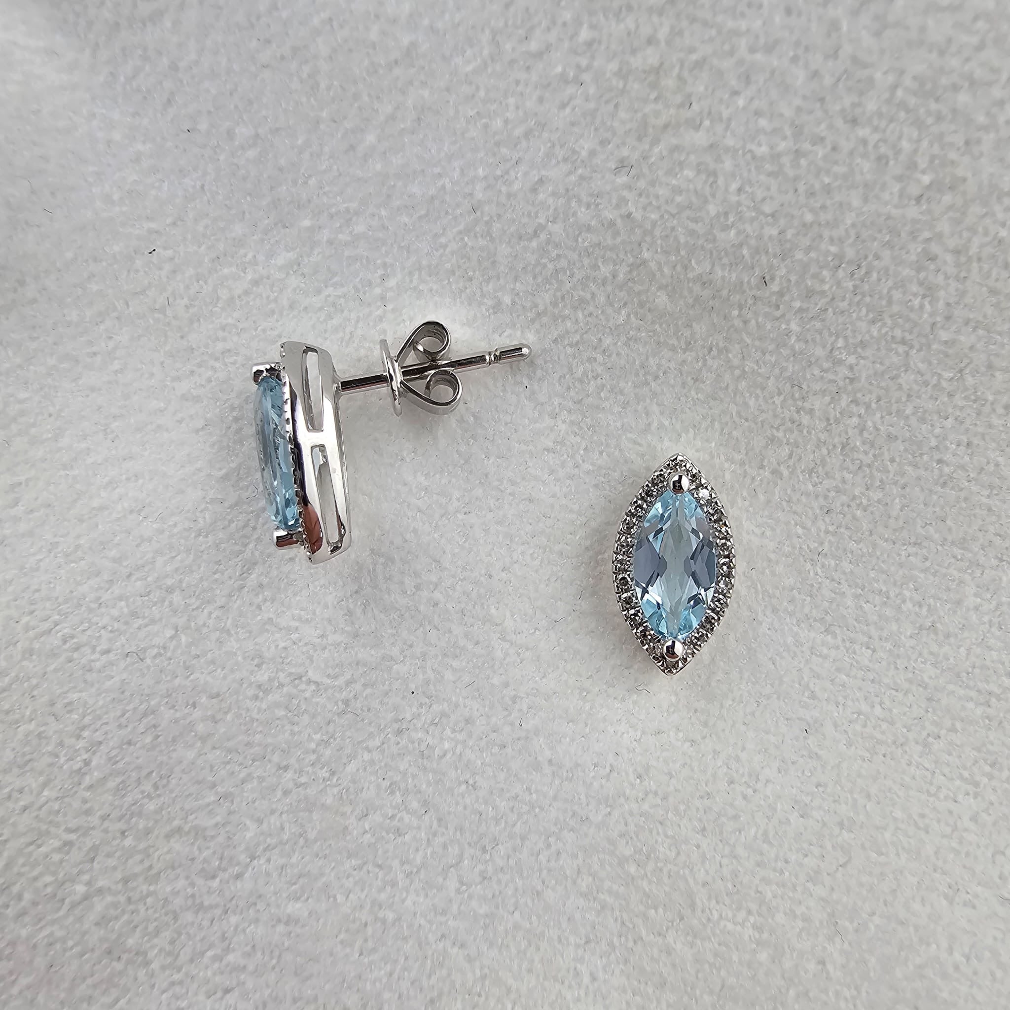 Marquise Blue Topaz Halo Earrings