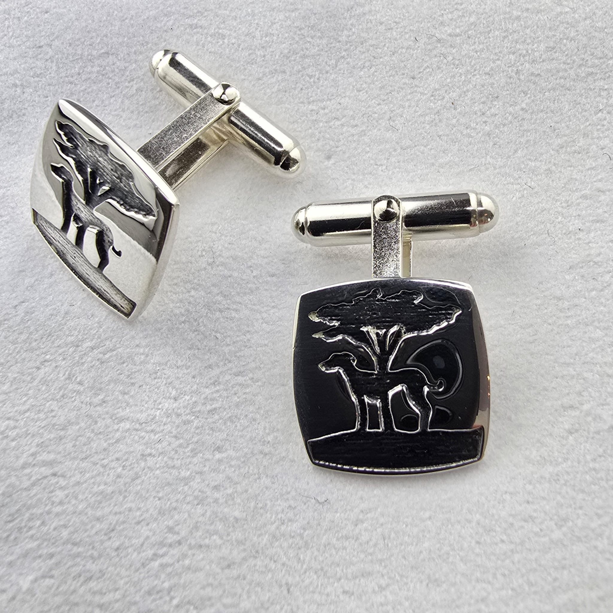 Silver Black Dog Cufflinks