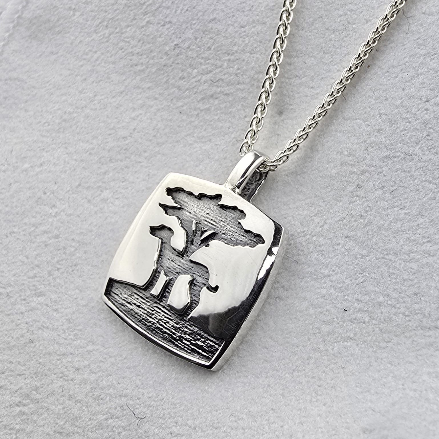 Silver Black Dog Medium Pendant