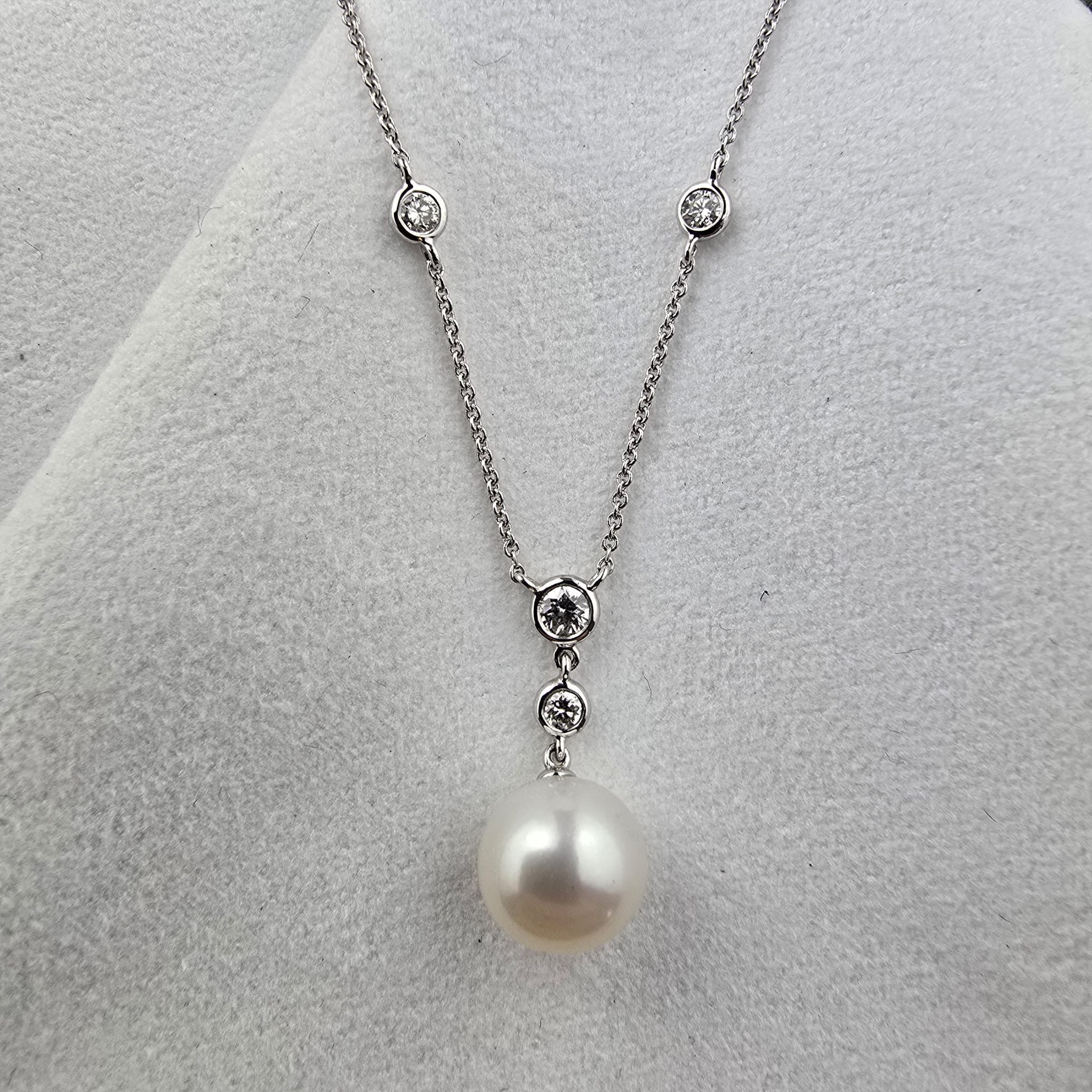 Diamond Drop Pearl Pendant