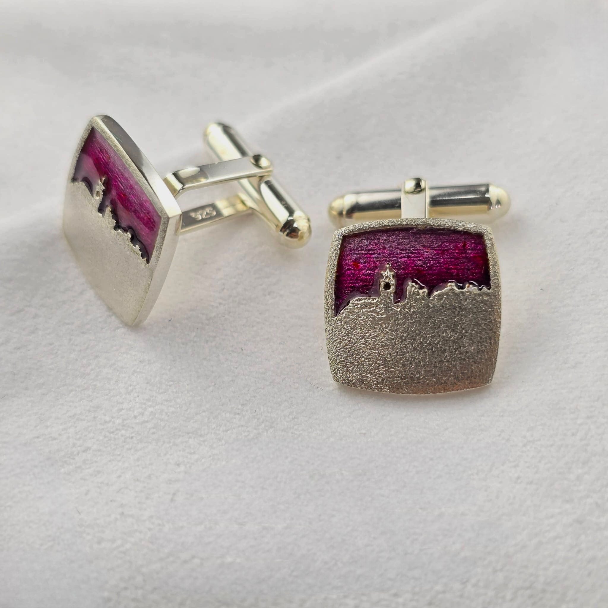 Pink Enamel Palace Cufflinks