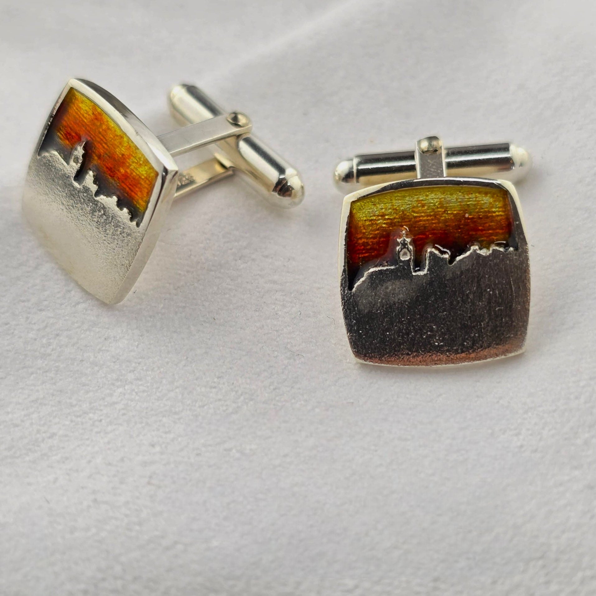 Orange Enamel Palace Cufflinks