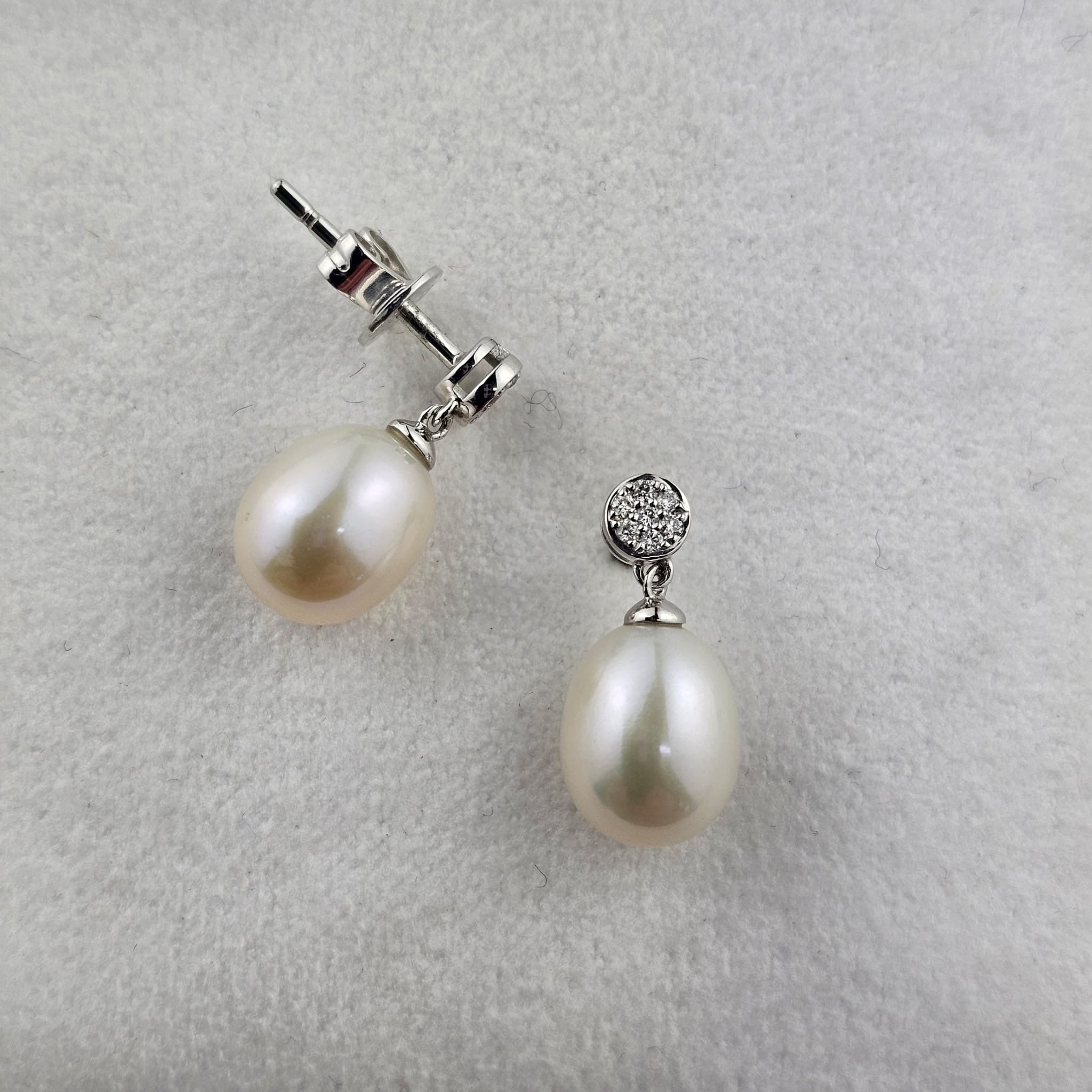 Pearl and Diamond Cluster Stud