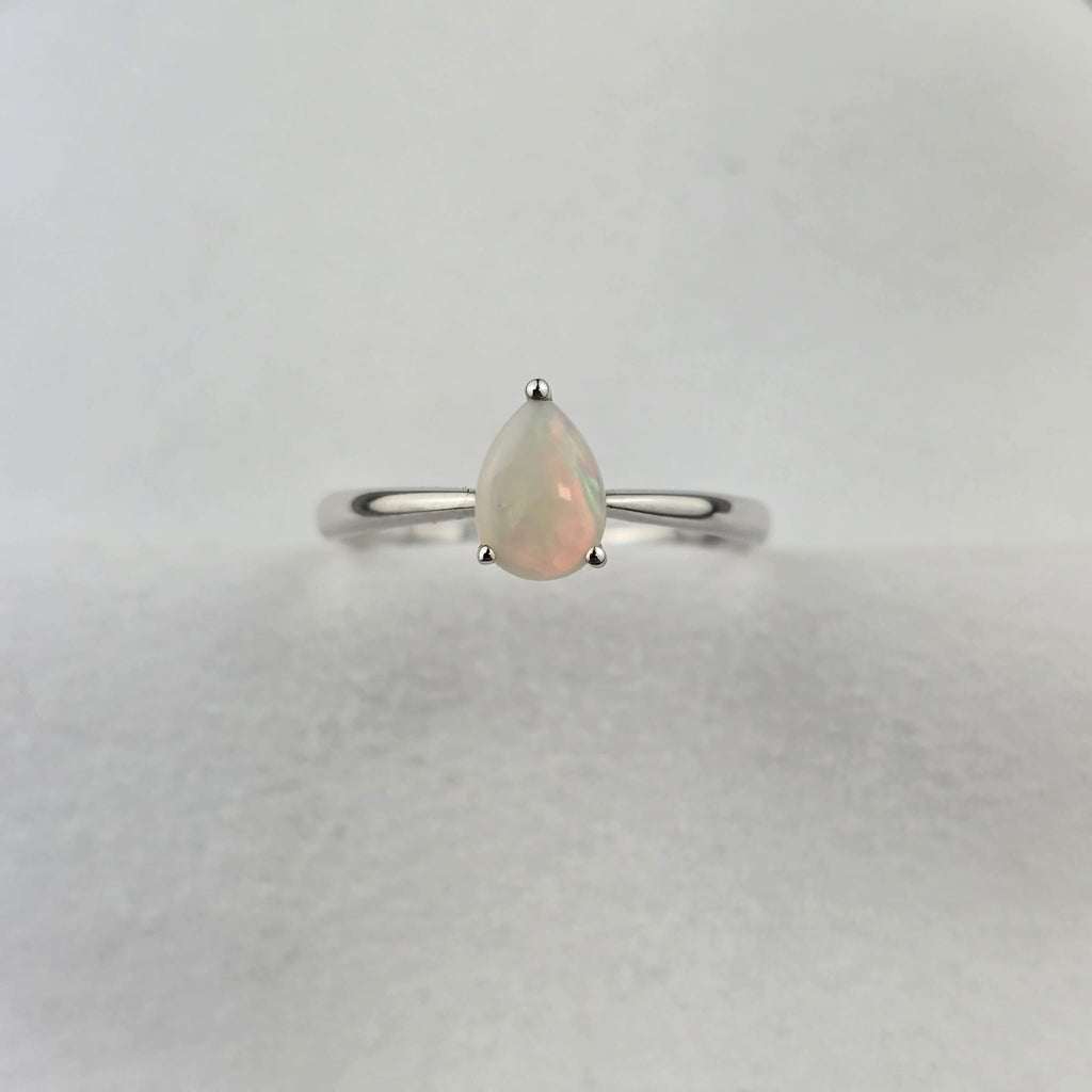 Opal Pear Solitaire Ring