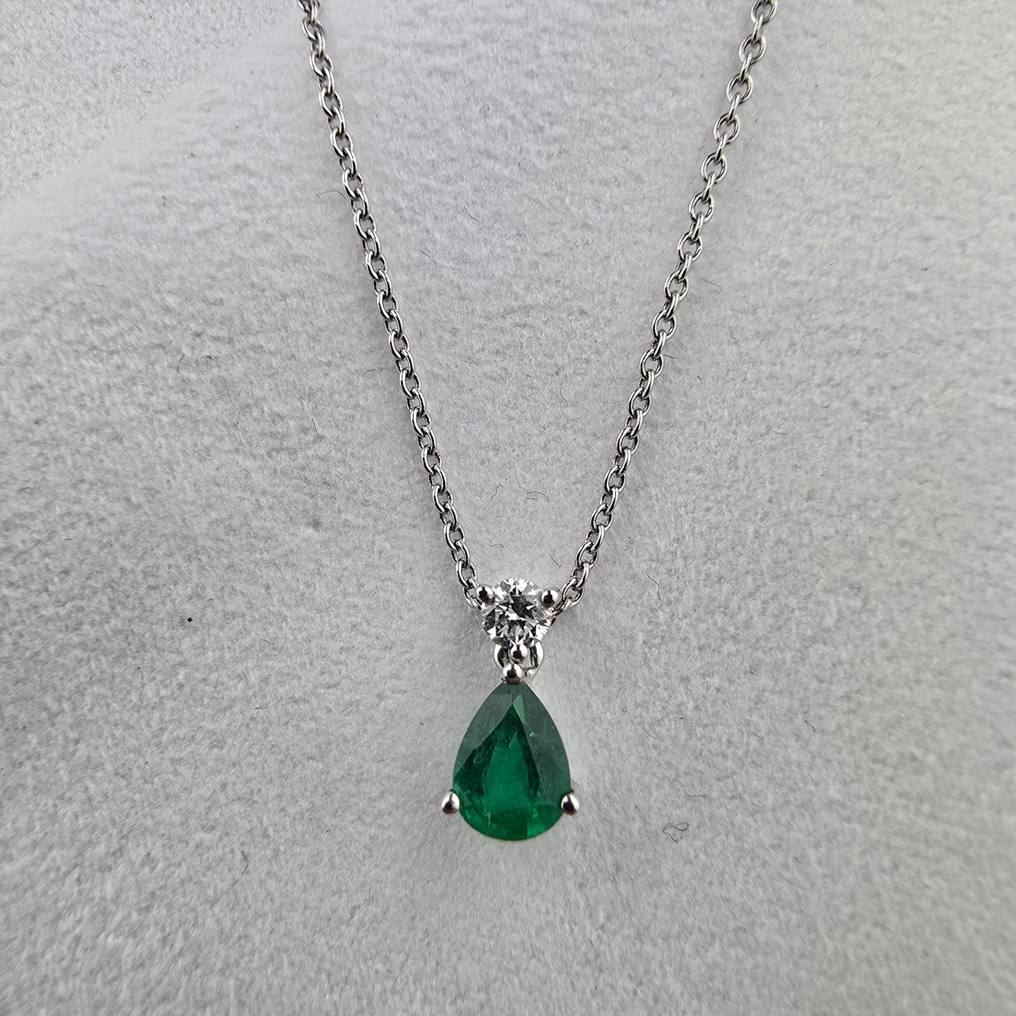 Pear Emerald and Diamond Pendant