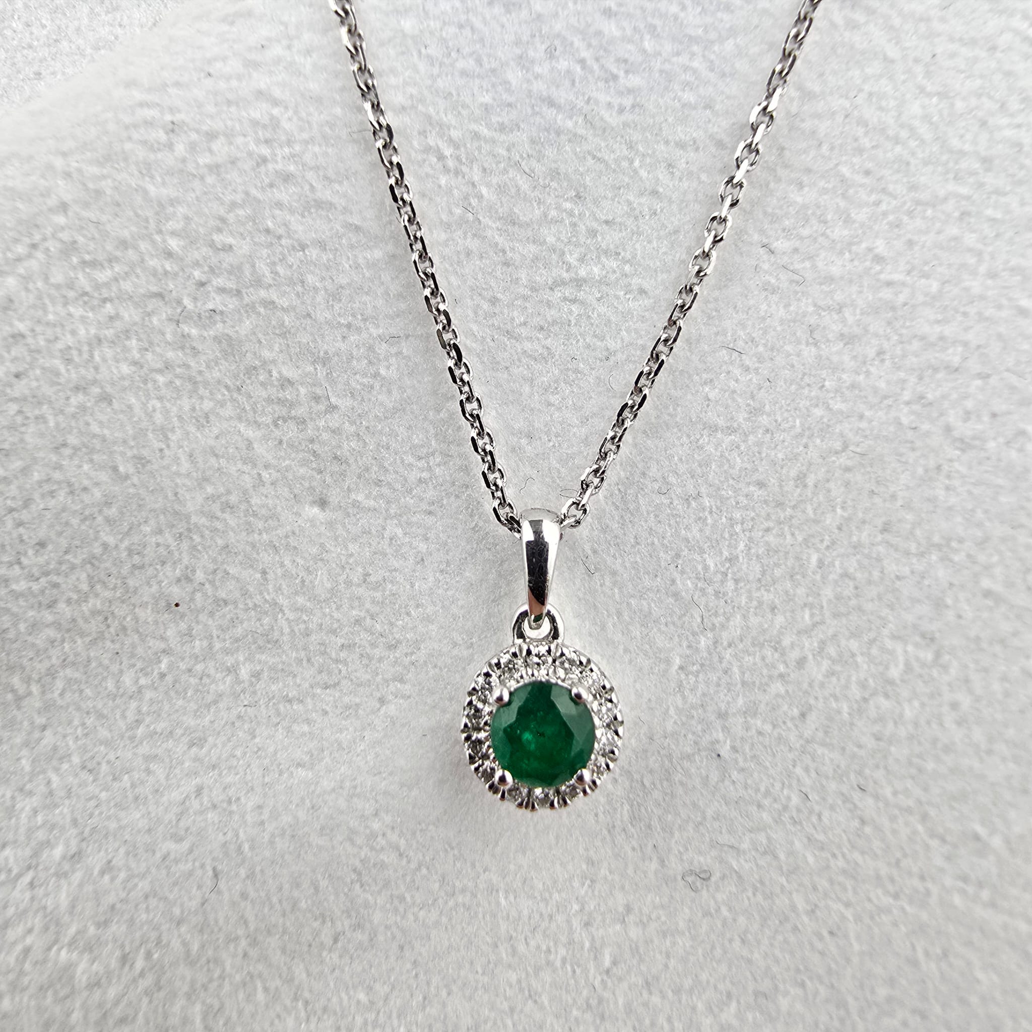 Round Emerald Halo Pendant