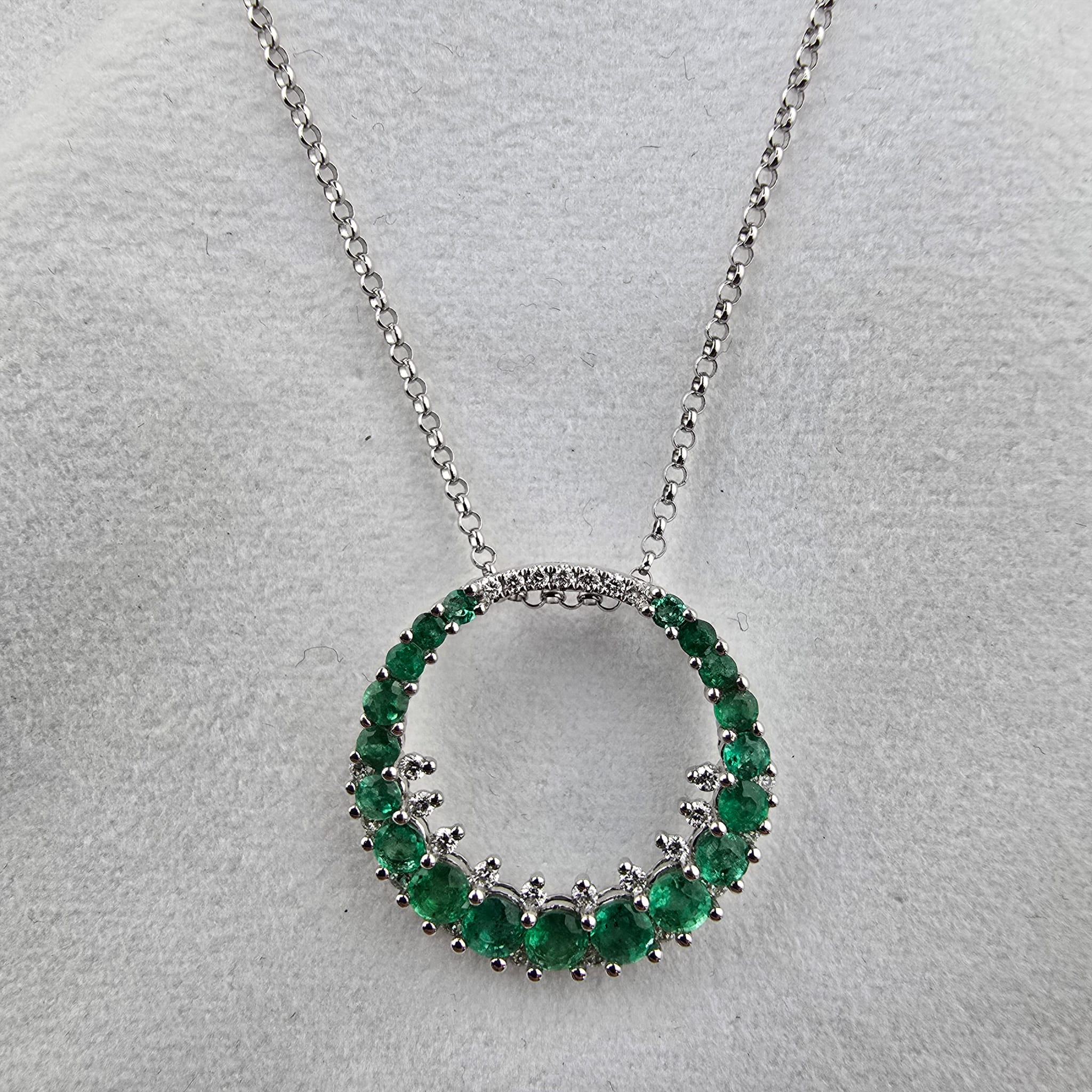 Circle Emerald and Diamond Pendant