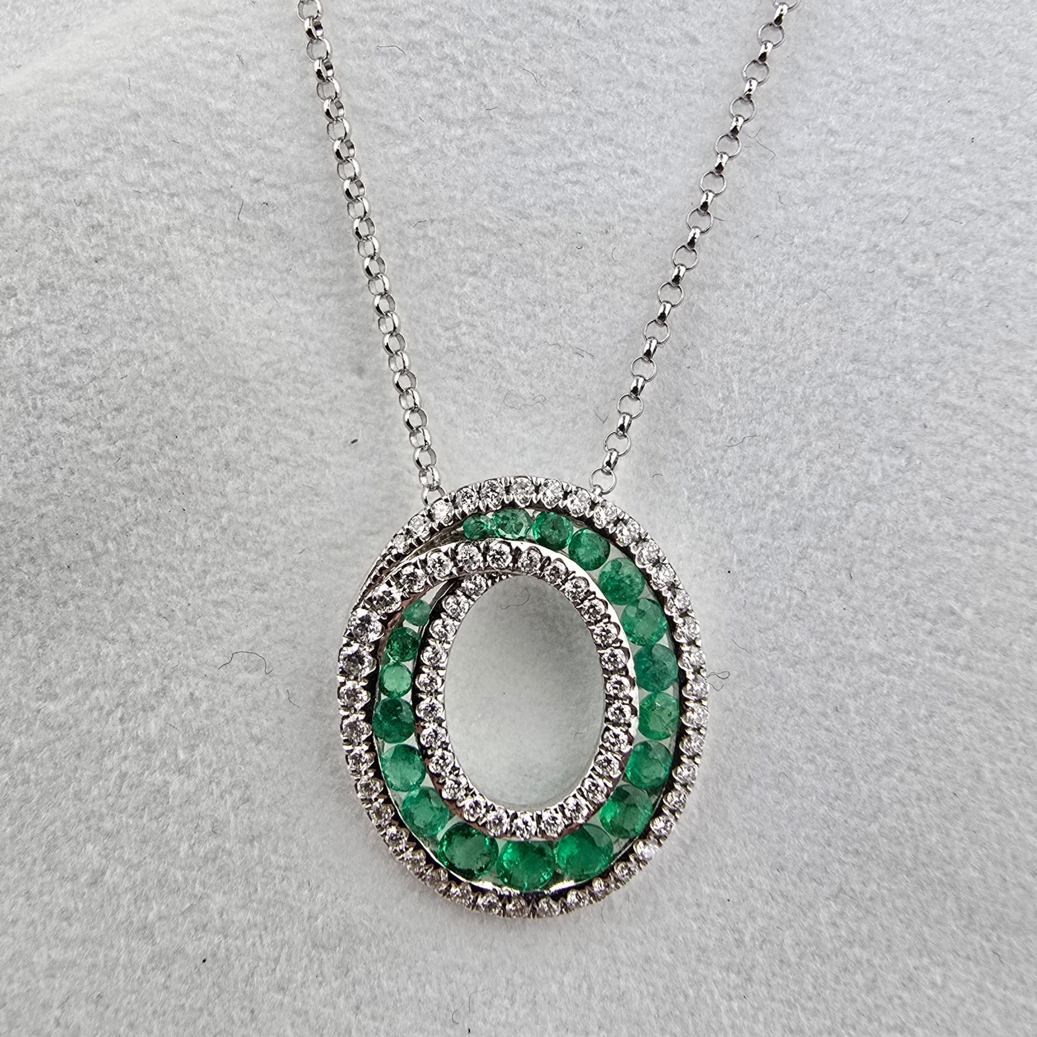Emerald and Diamond Swirl Pendant