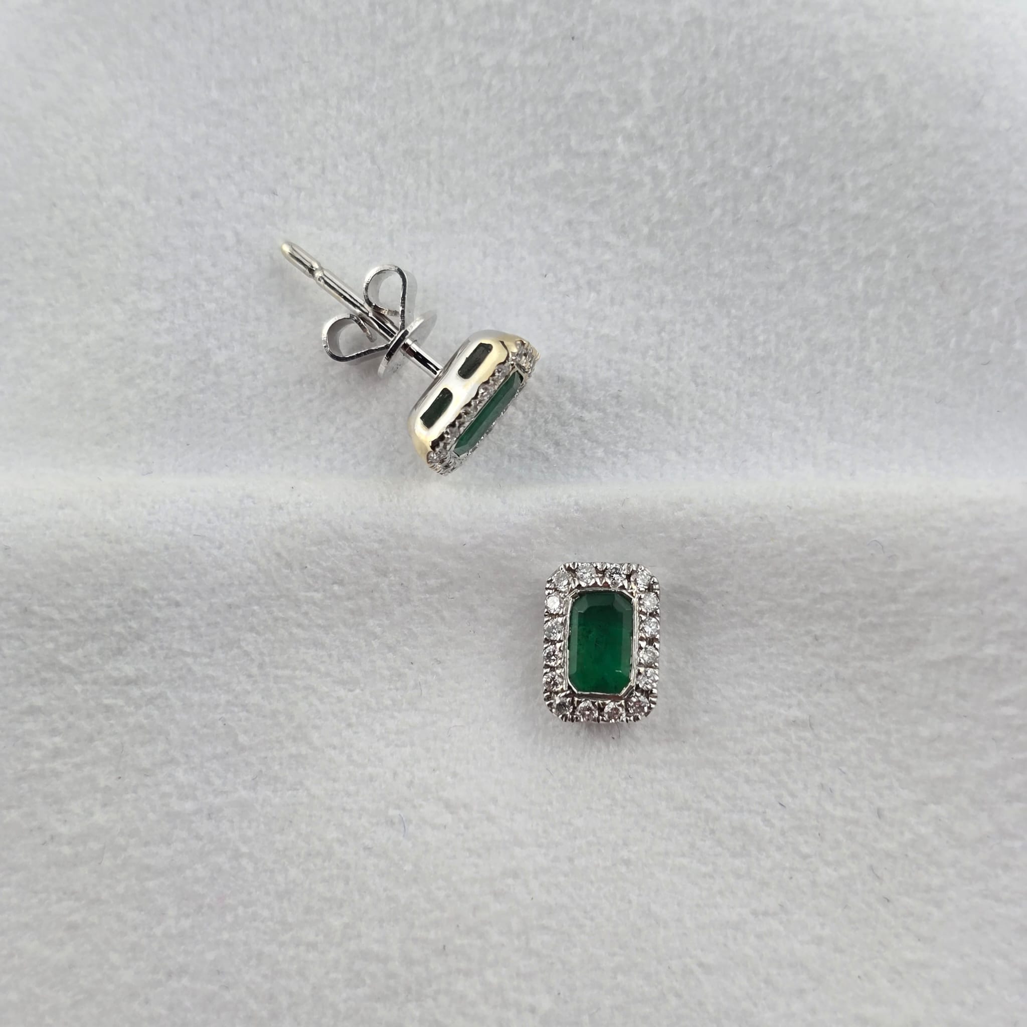 Emerald and Diamond Halo Earrings