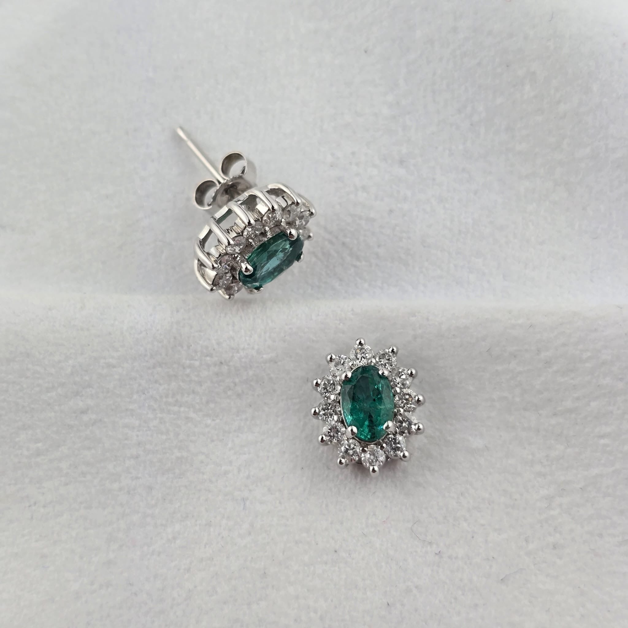 Emerald and Diamond Cluster Earrings
