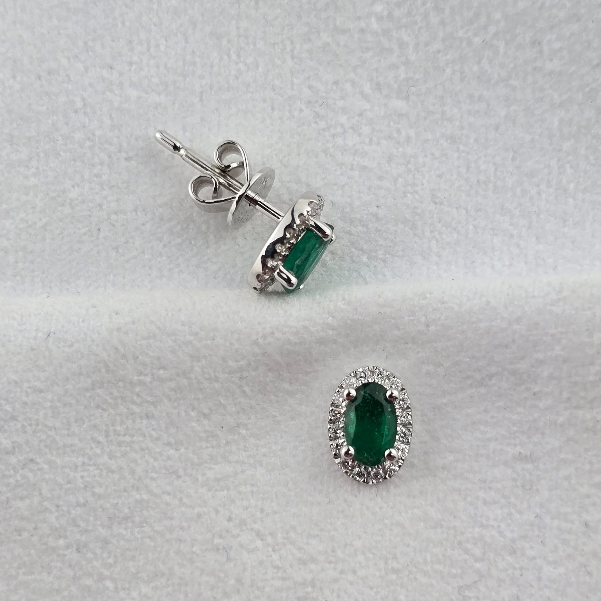 Oval Emerald Halo Earrings