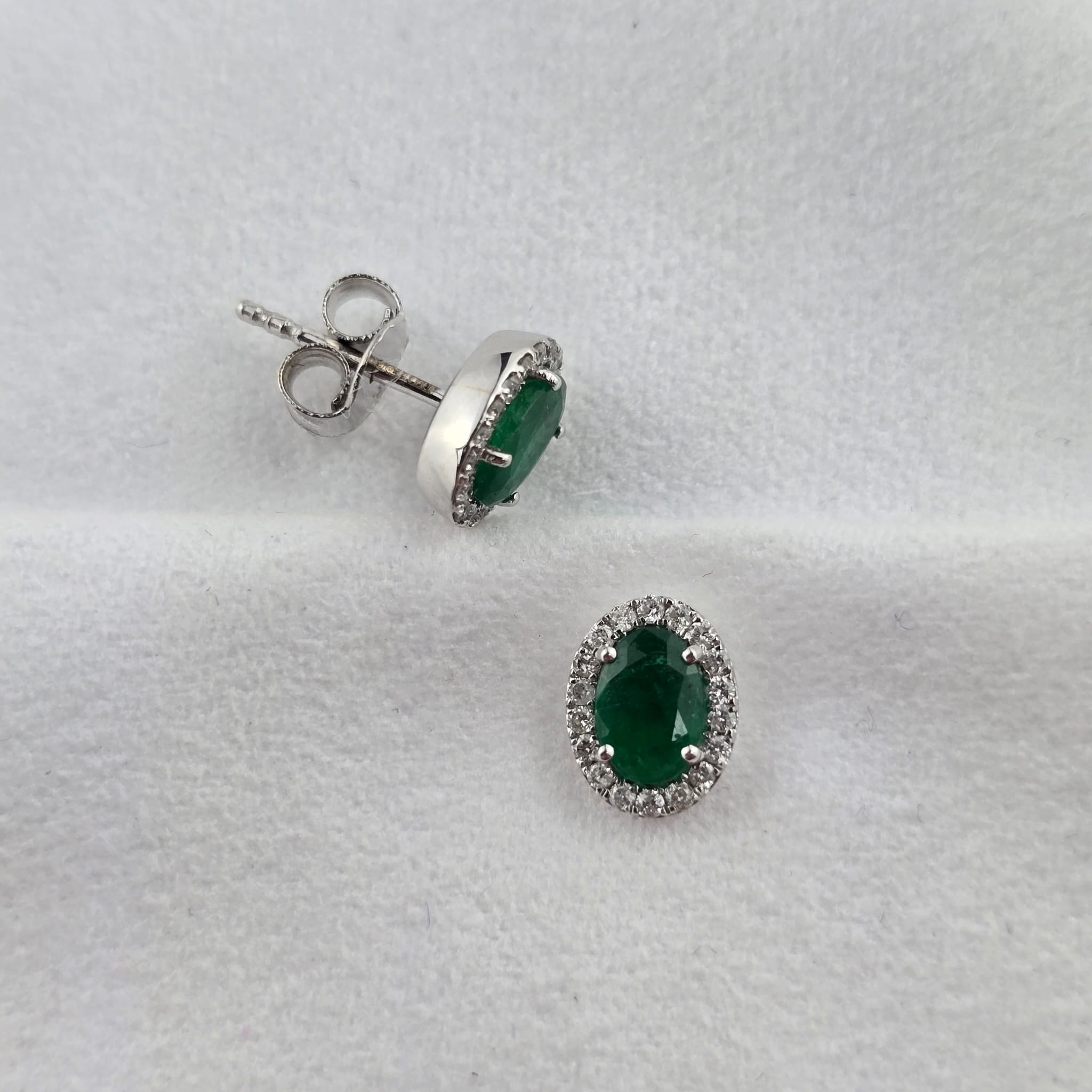 Oval Emerald Halo Earrings