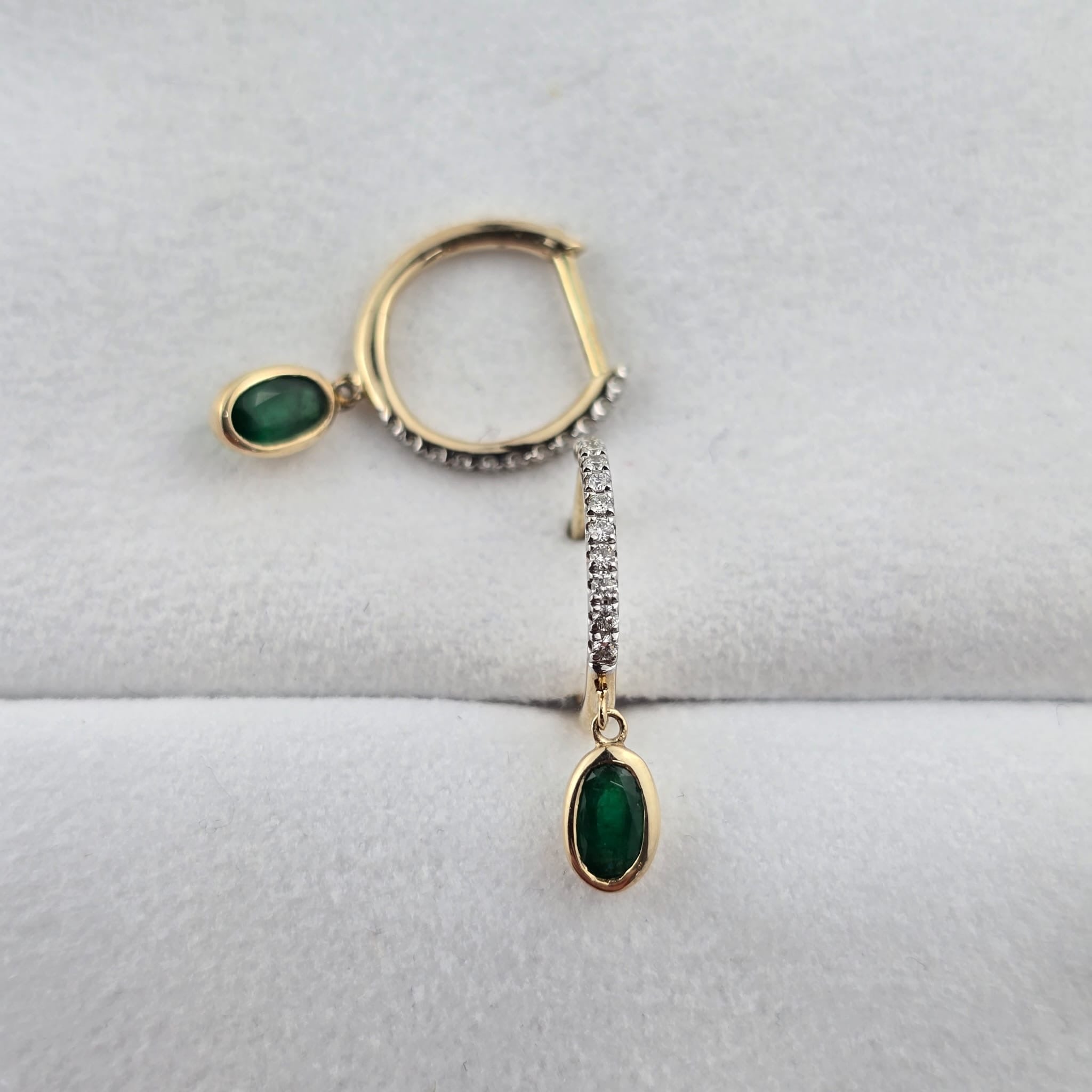 Diamond and Oval Emerald Earrings