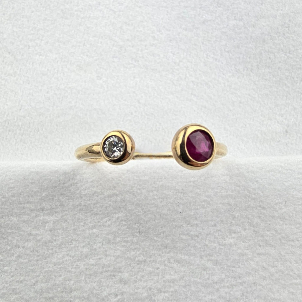 Ruby and diamond open ring
