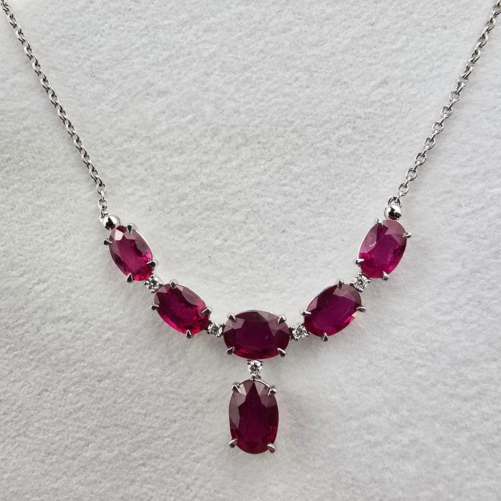 Oval Ruby and Diamond Necklace