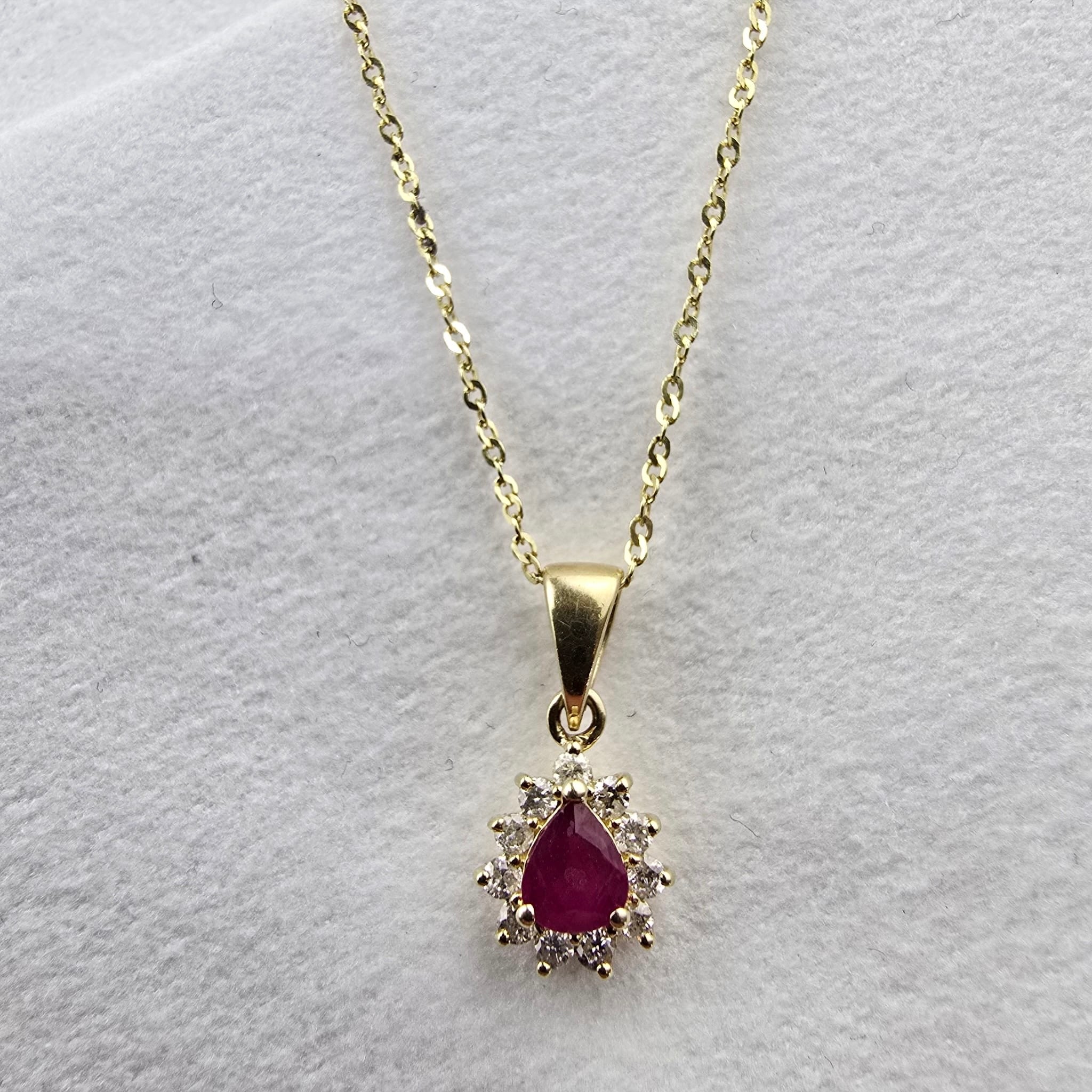 Pear Ruby and Diamond Pendant