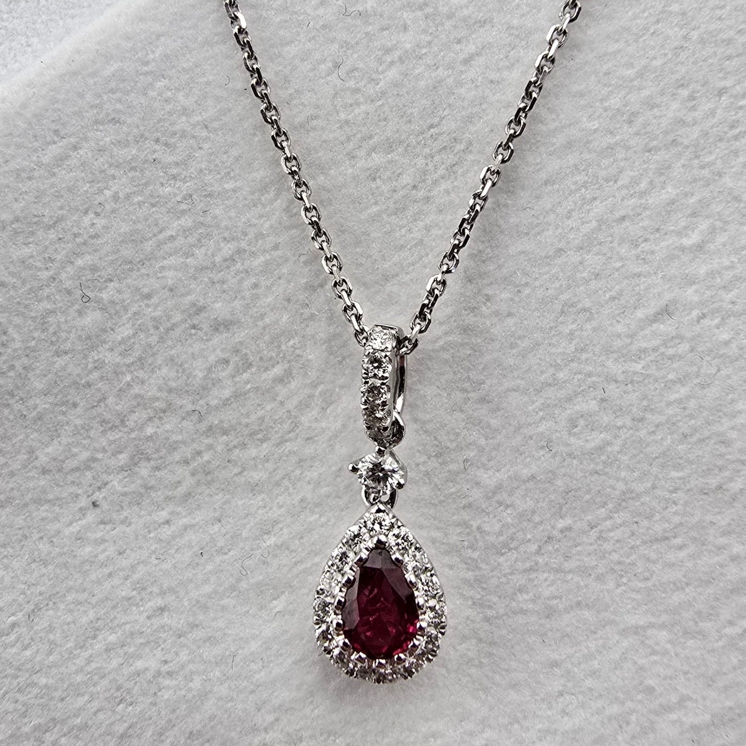 Ruby and Diamond Halo Pendant