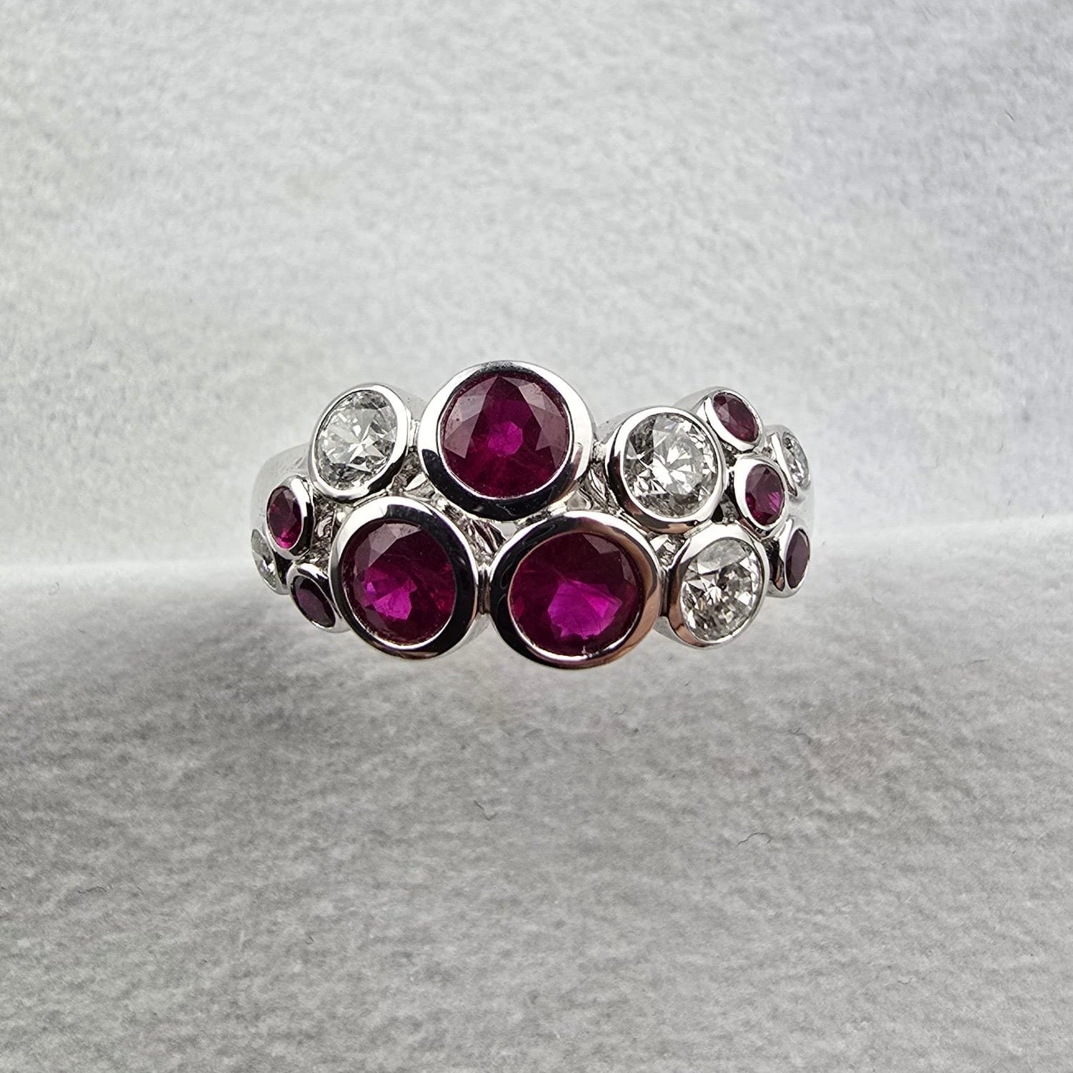 Large ruby and diamond bubble ring