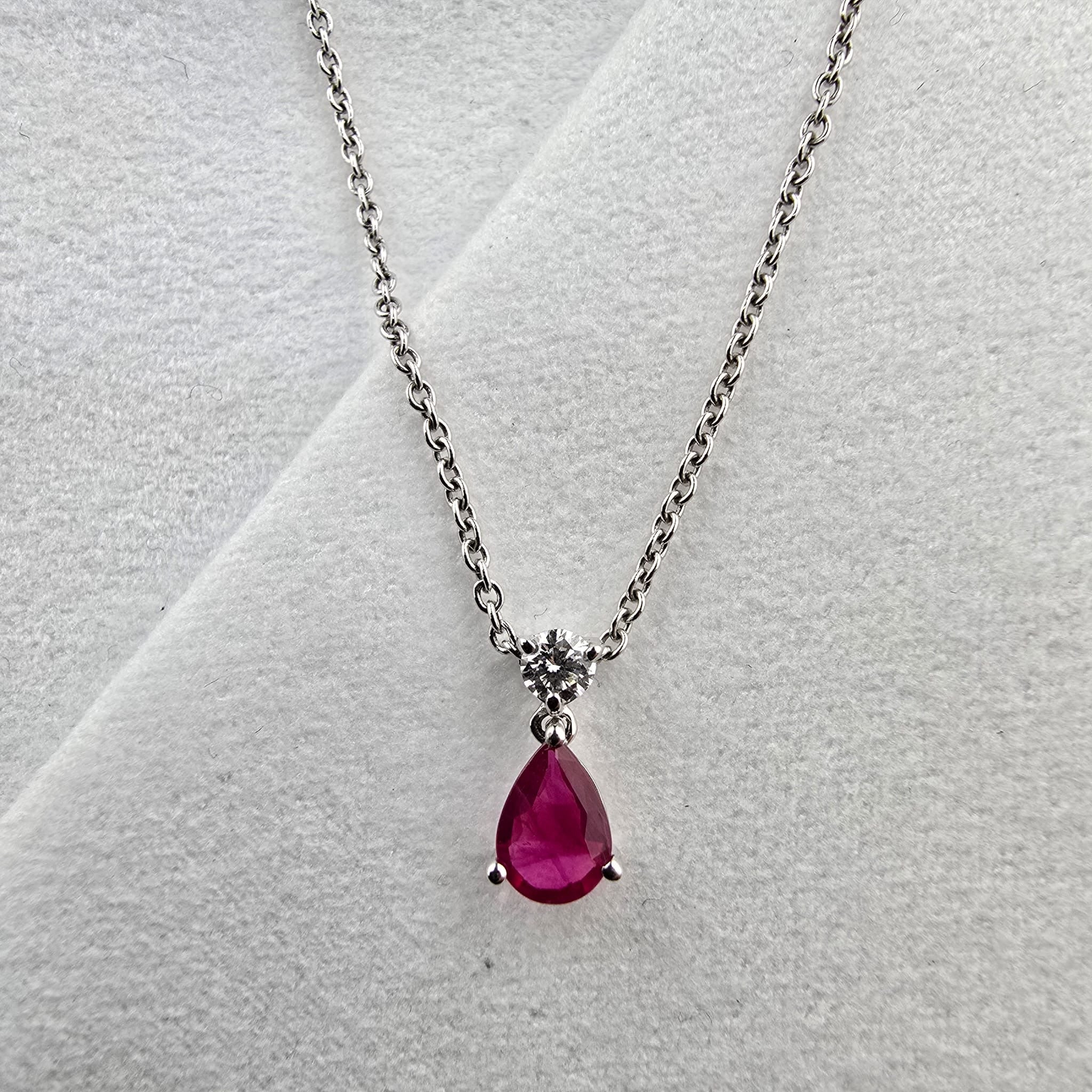 Pear Ruby and Diamond Pendant