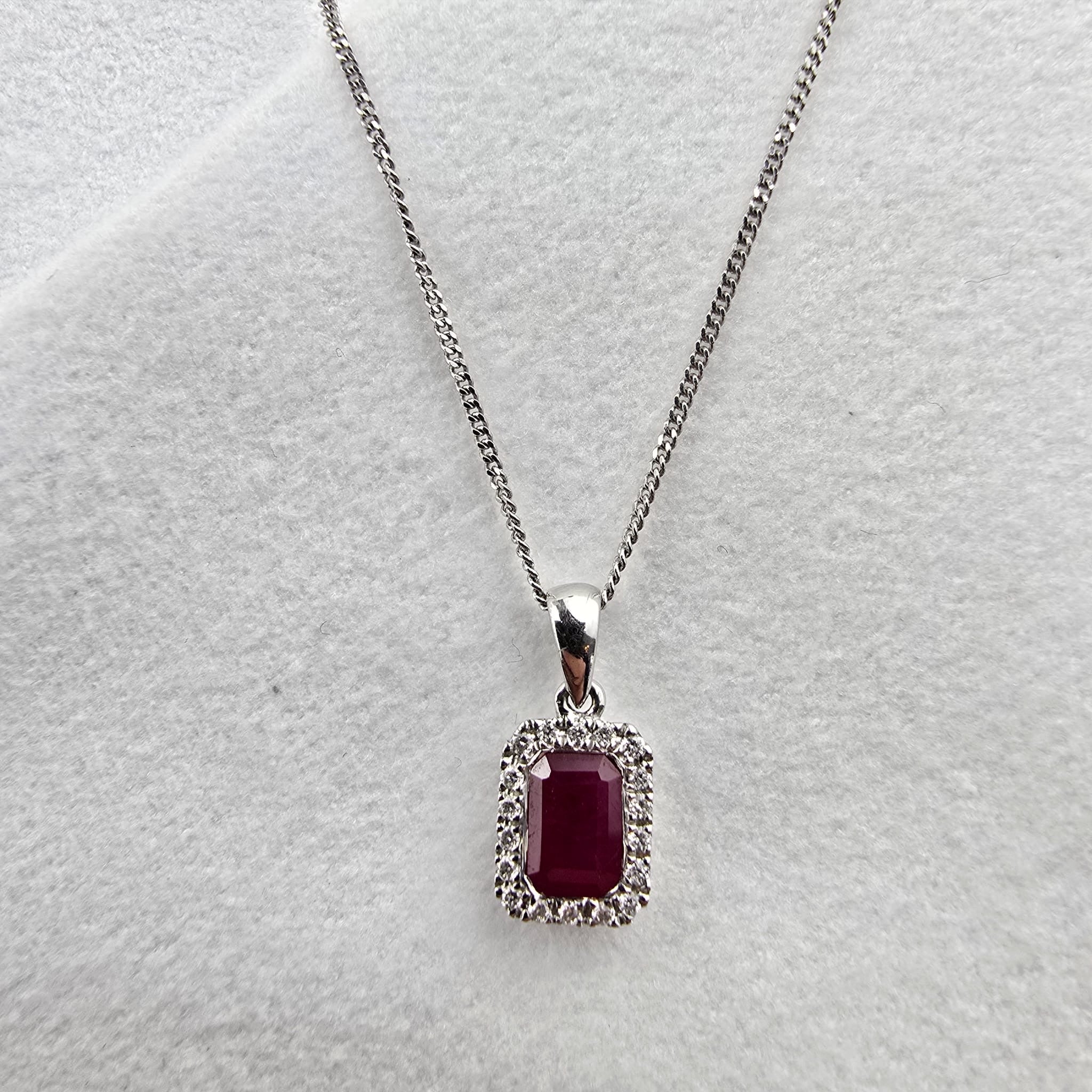 Ruby and Diamond Halo Pendant