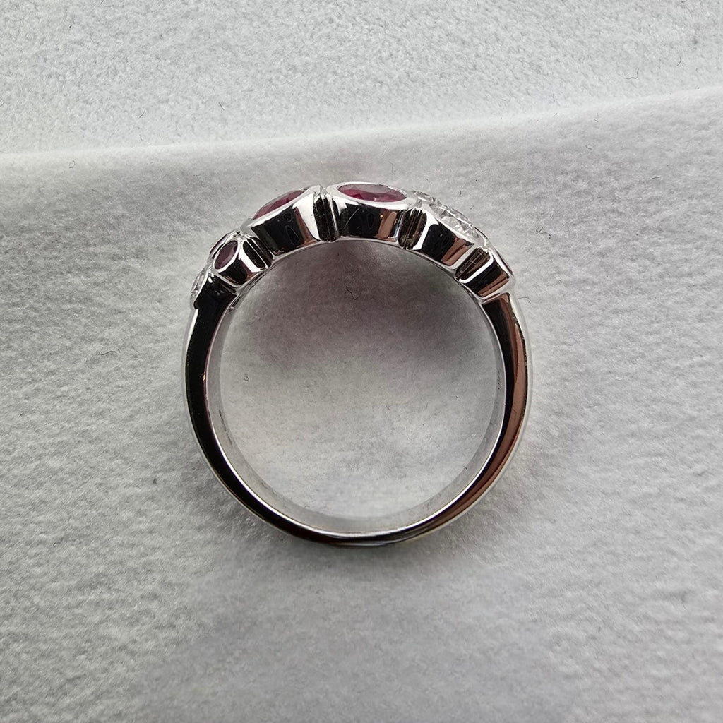 Large ruby and diamond bubble ring