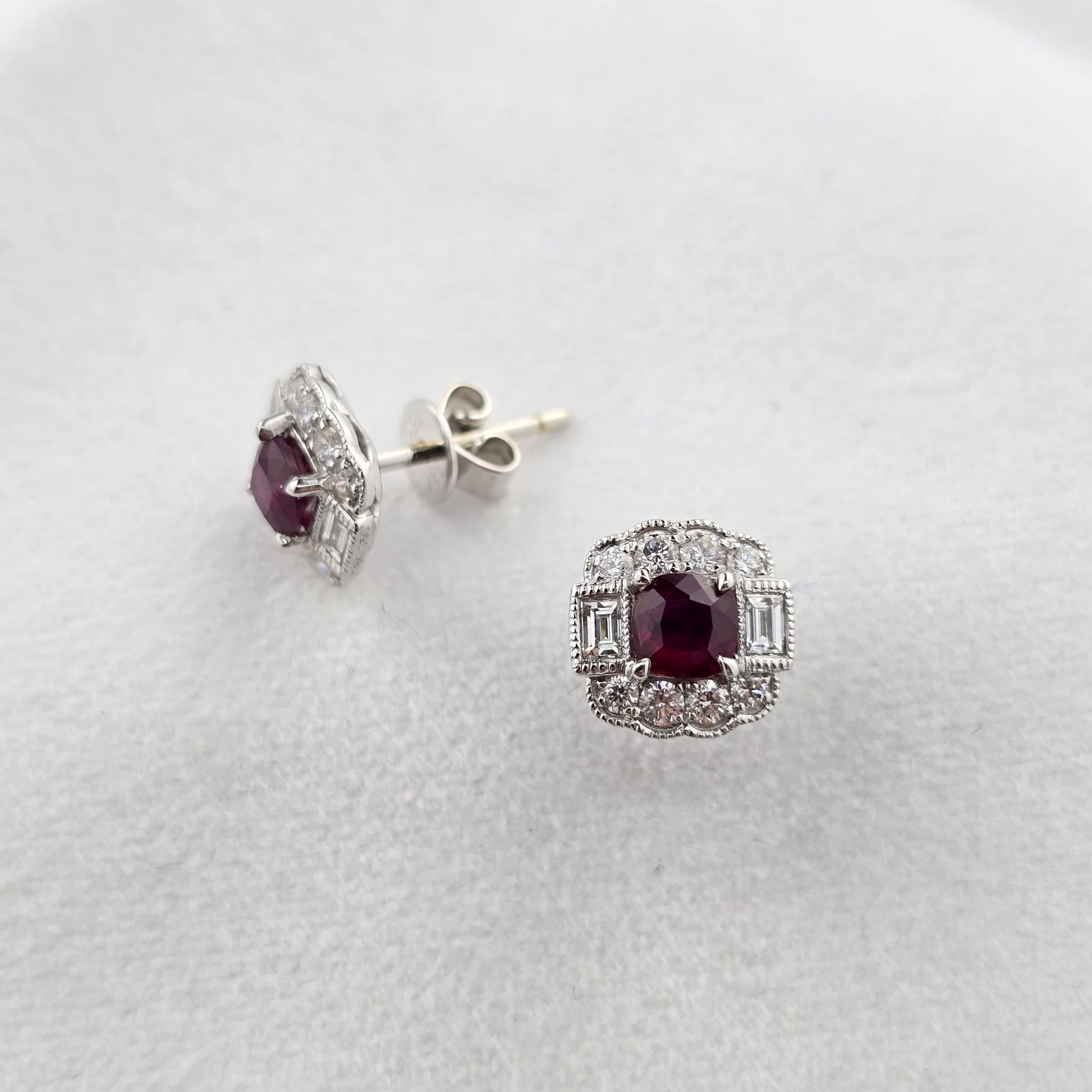 Vintage Ruby and Diamond Studs