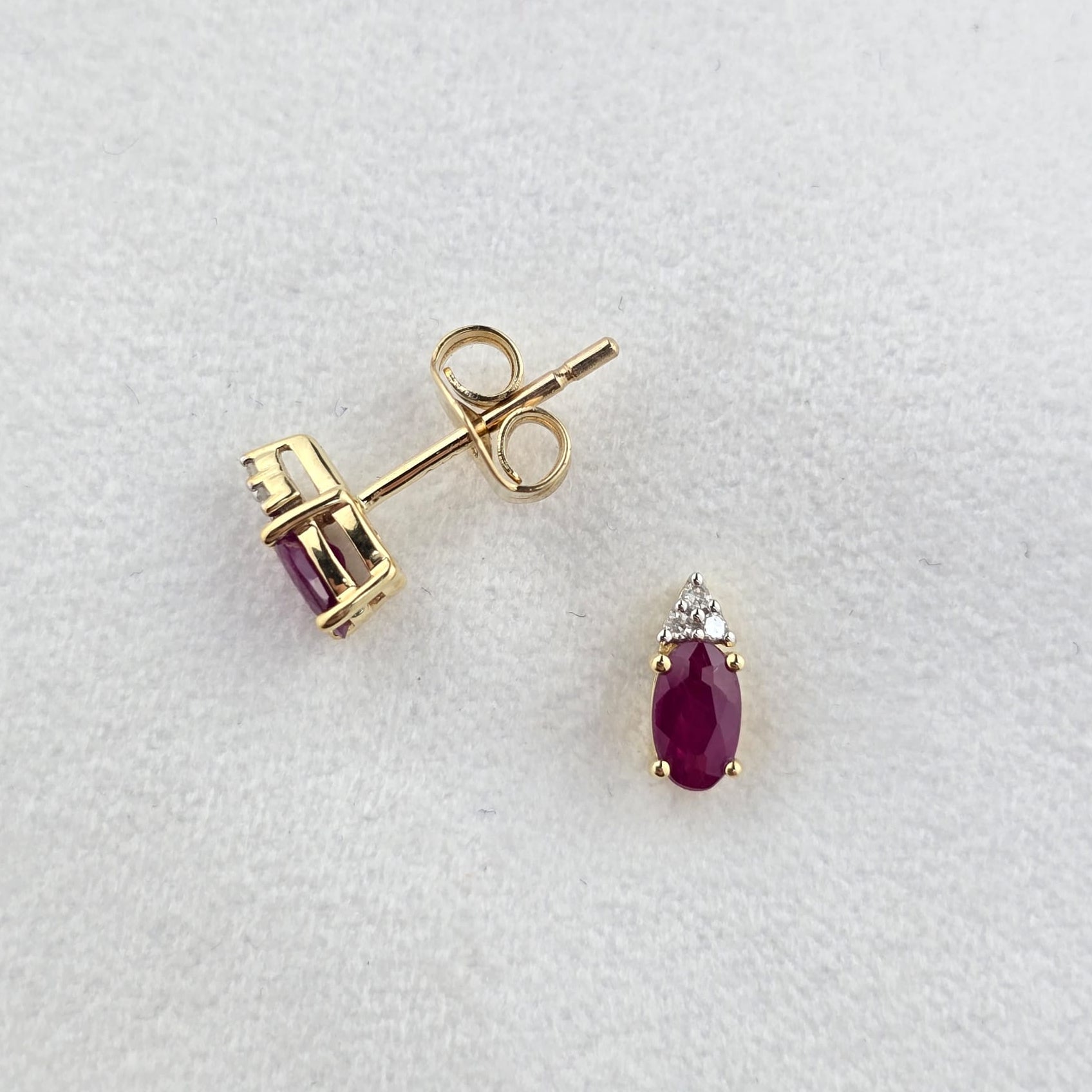 Ruby and Trefoil Diamond Earrings
