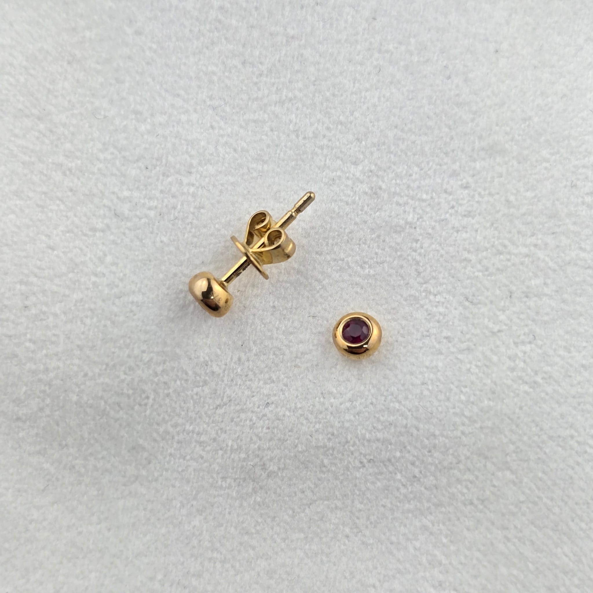 Round Rubover Ruby Stud Earrings