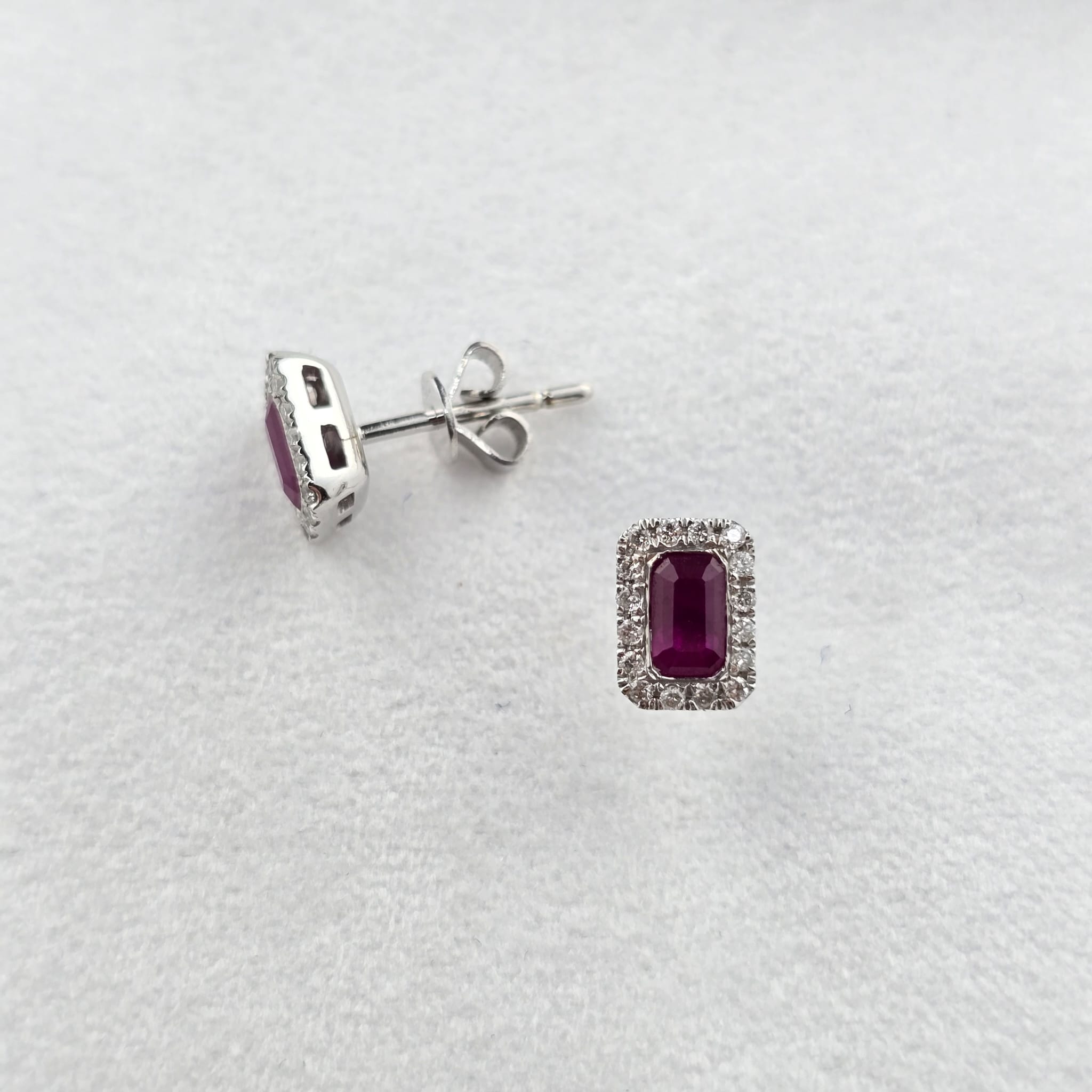 Ruby and Diamond Halo Stud Earrings