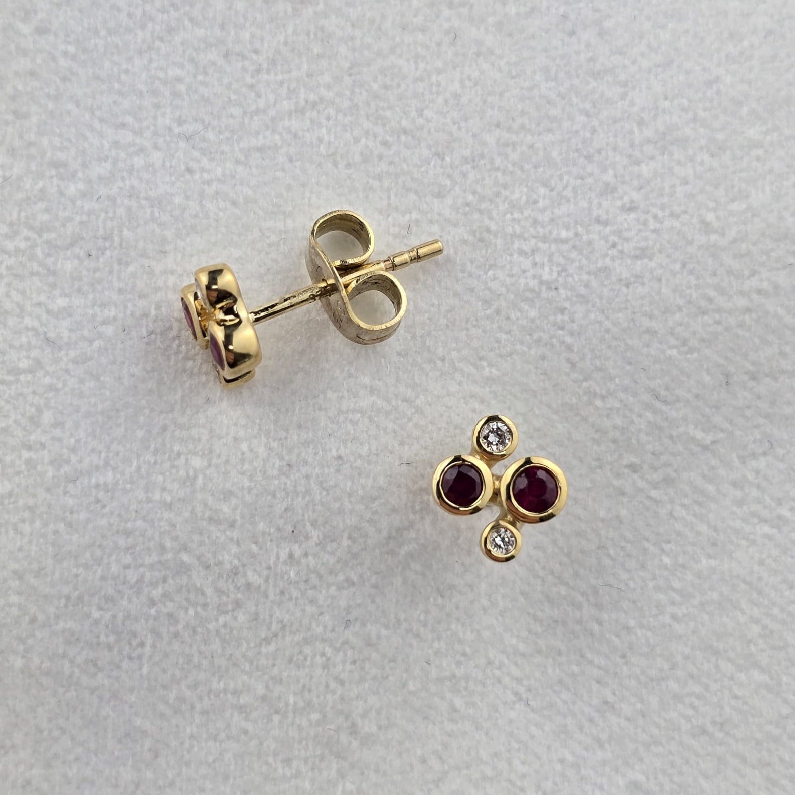 Bubble Ruby and Diamond Studs