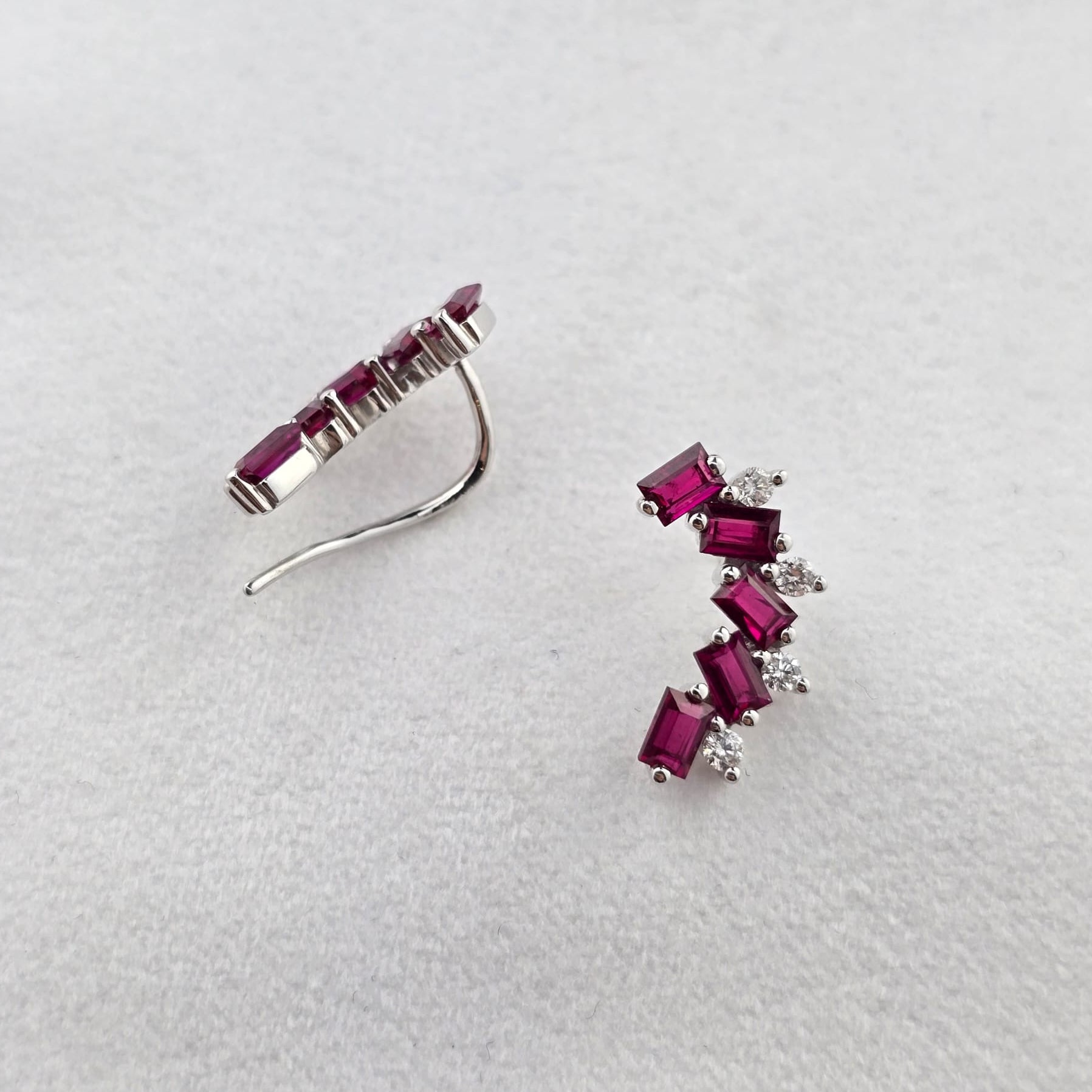 Baguette Ruby and Diamond Earrings
