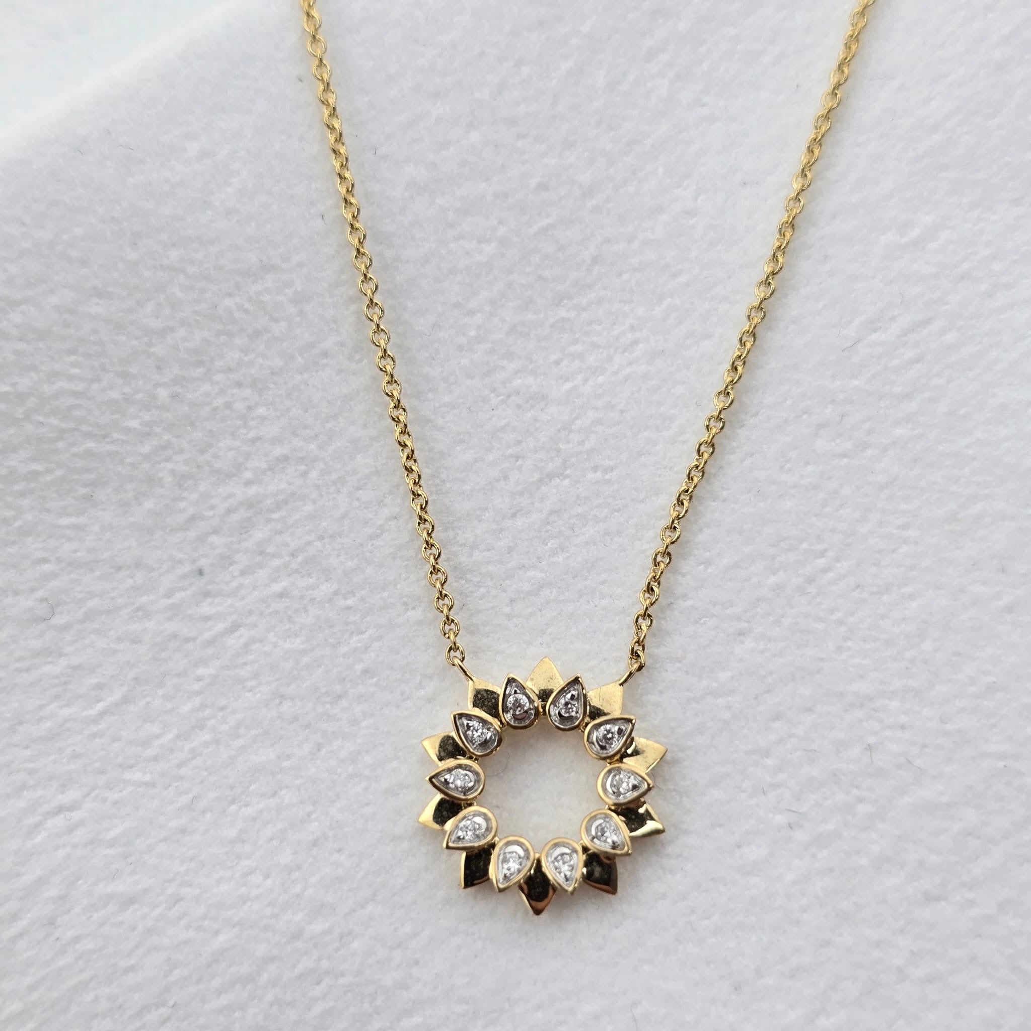 Gold Diamond Flower Pendant