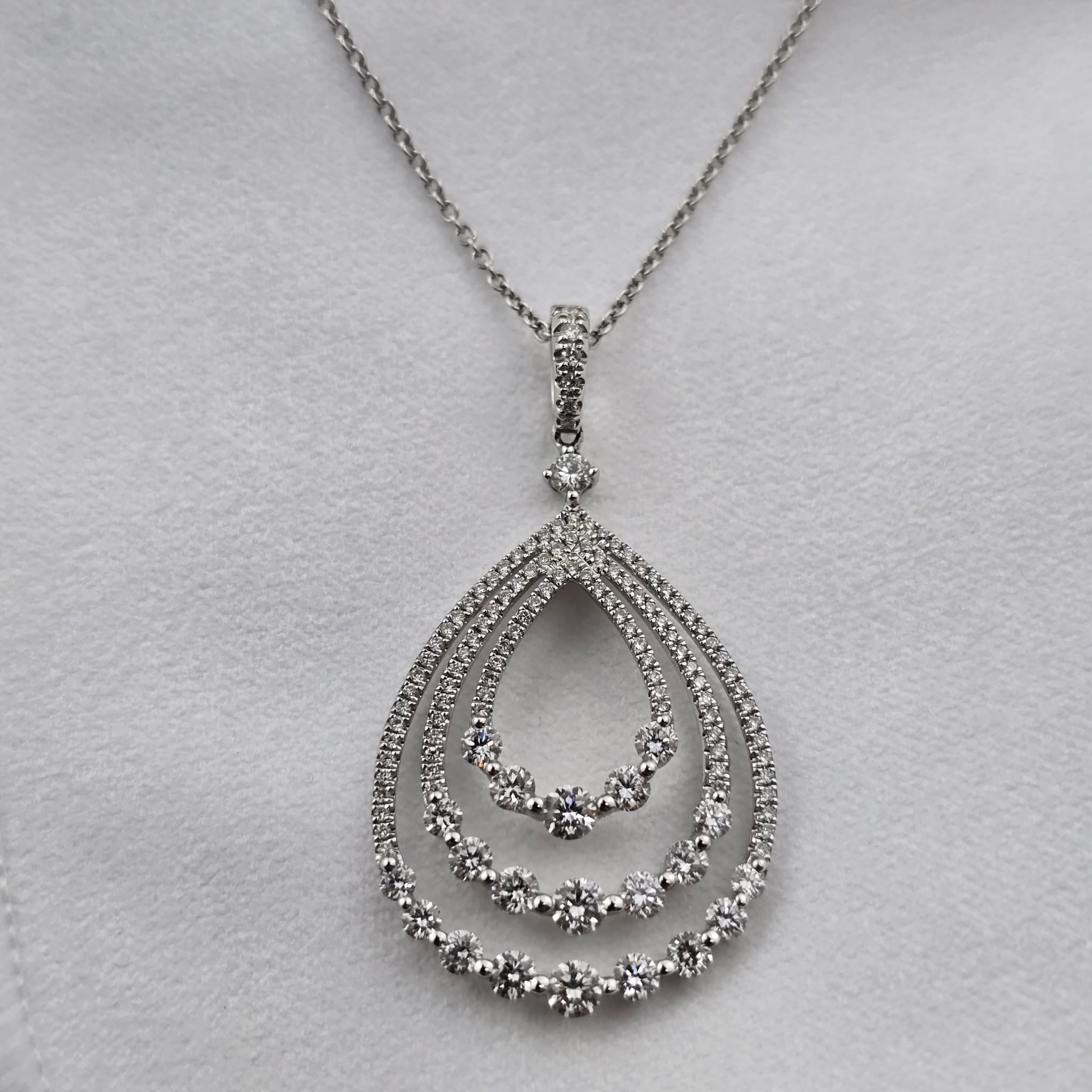 Triple Teardrop Diamond Pendant
