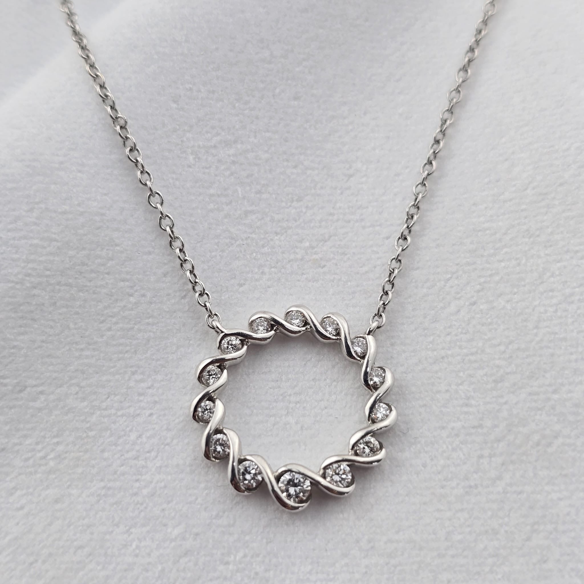 Diamond Ribbon Circle Pendant