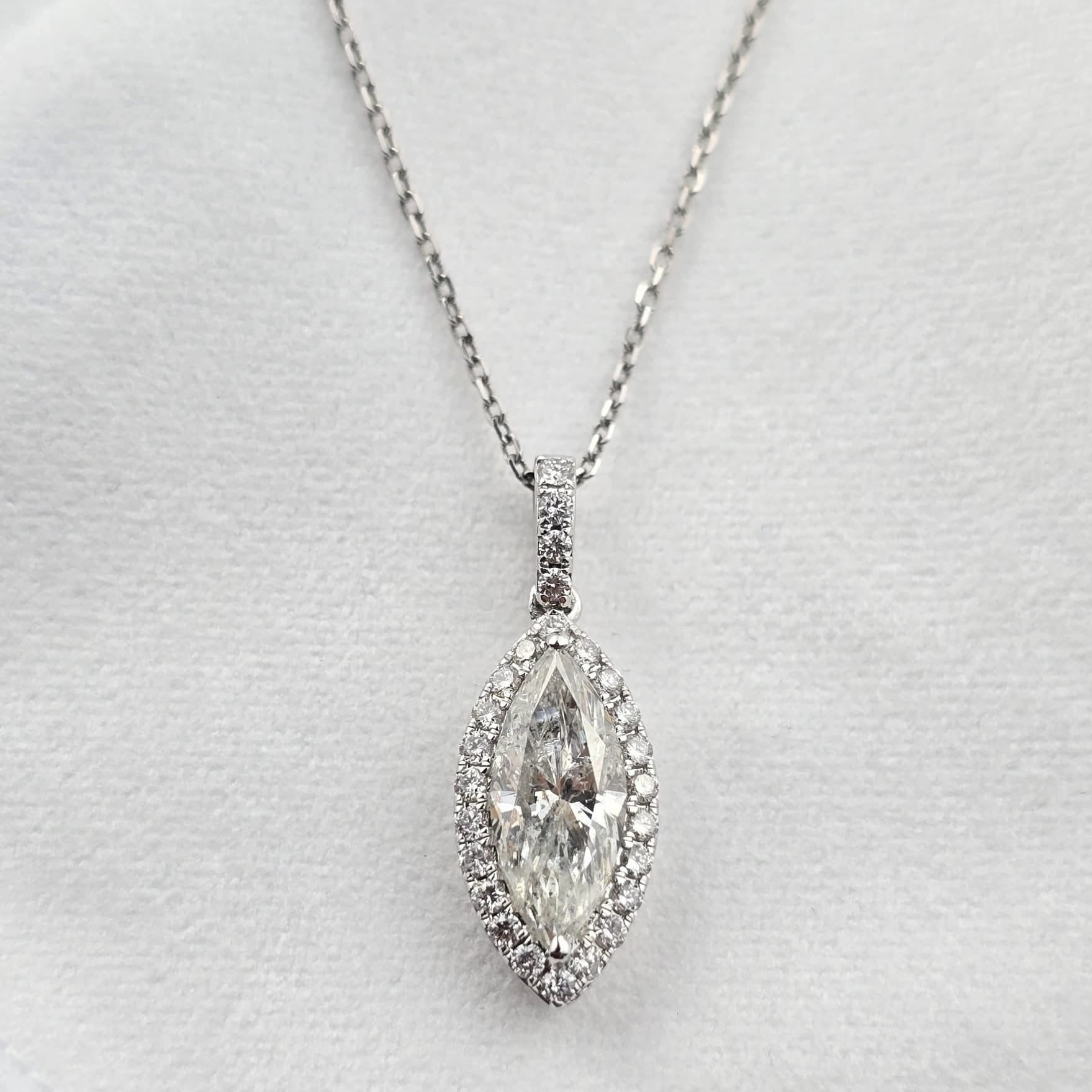 Marquise Halo Diamond Pendant