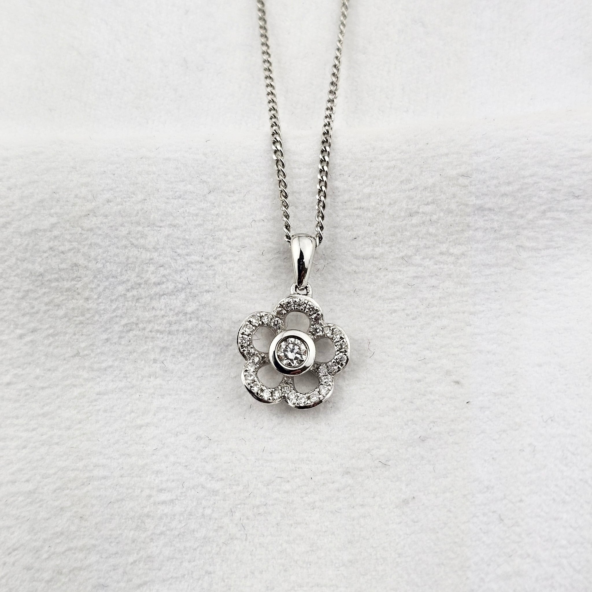 Diamond Flower Pendant
