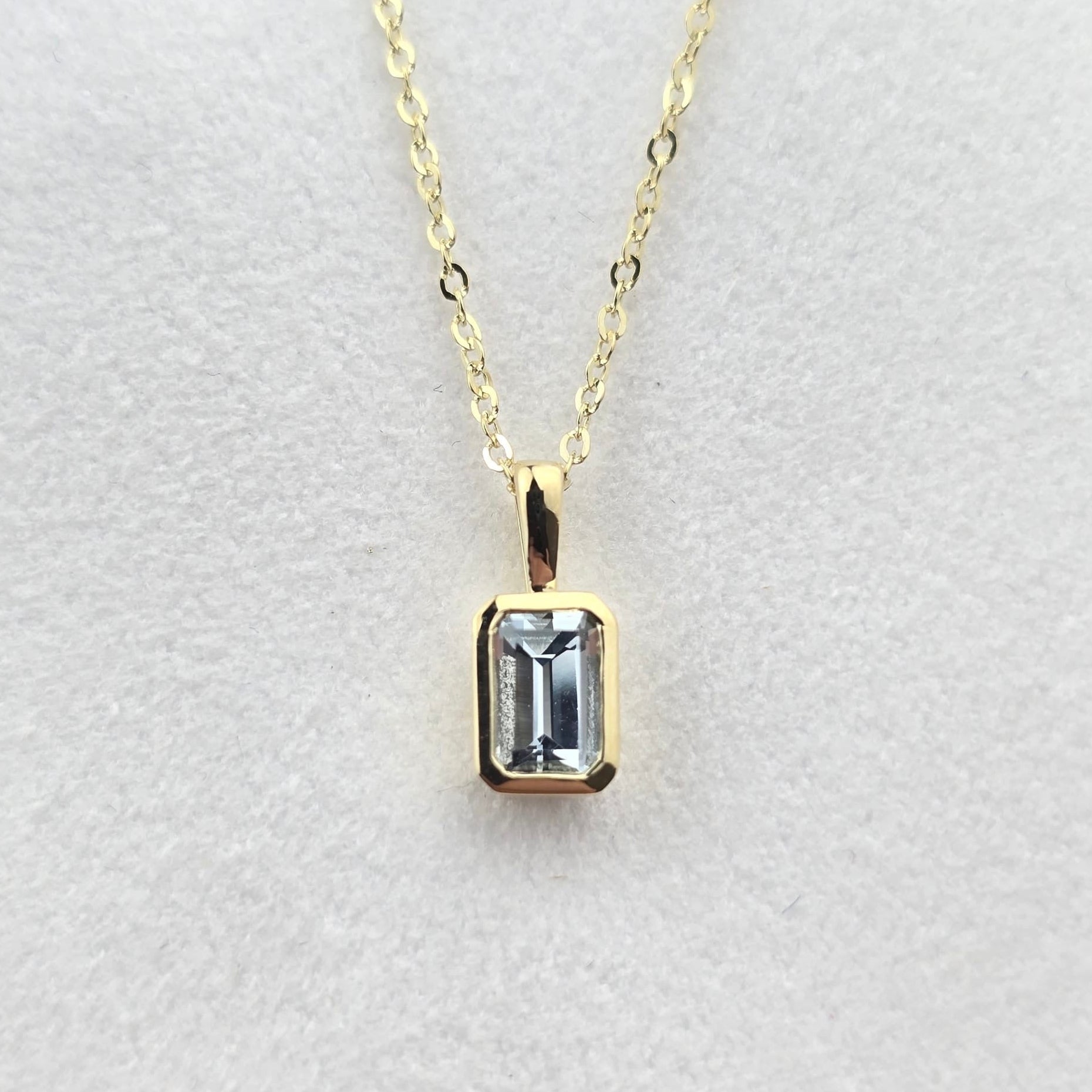 Octagon Aquamarine Rubover Pendant