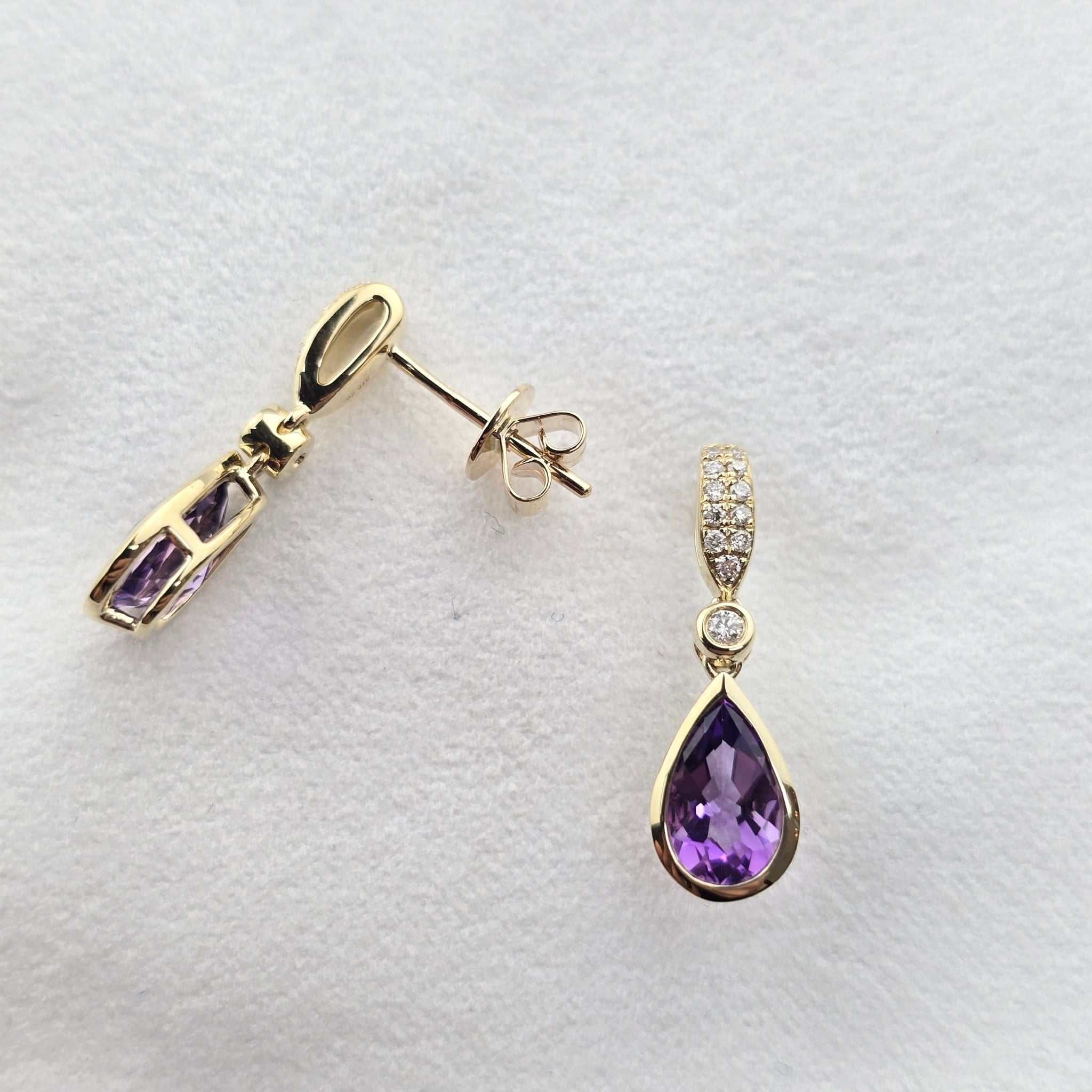 Amethyst and Diamond Drop Earrings