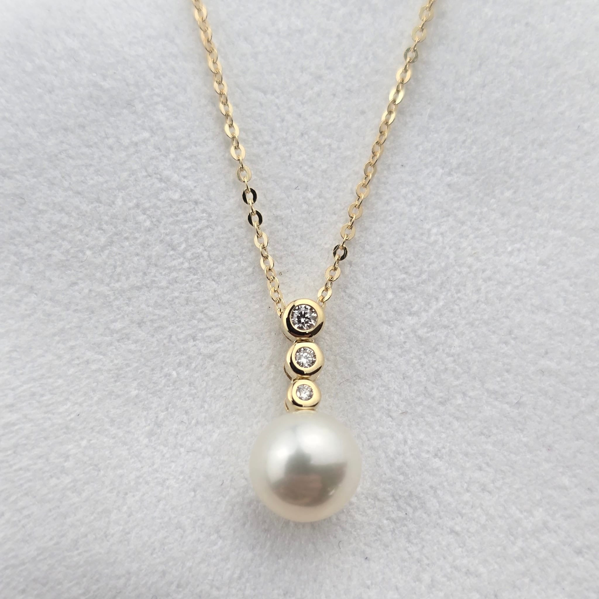 Pearl and Triple Drop Diamond Pendant