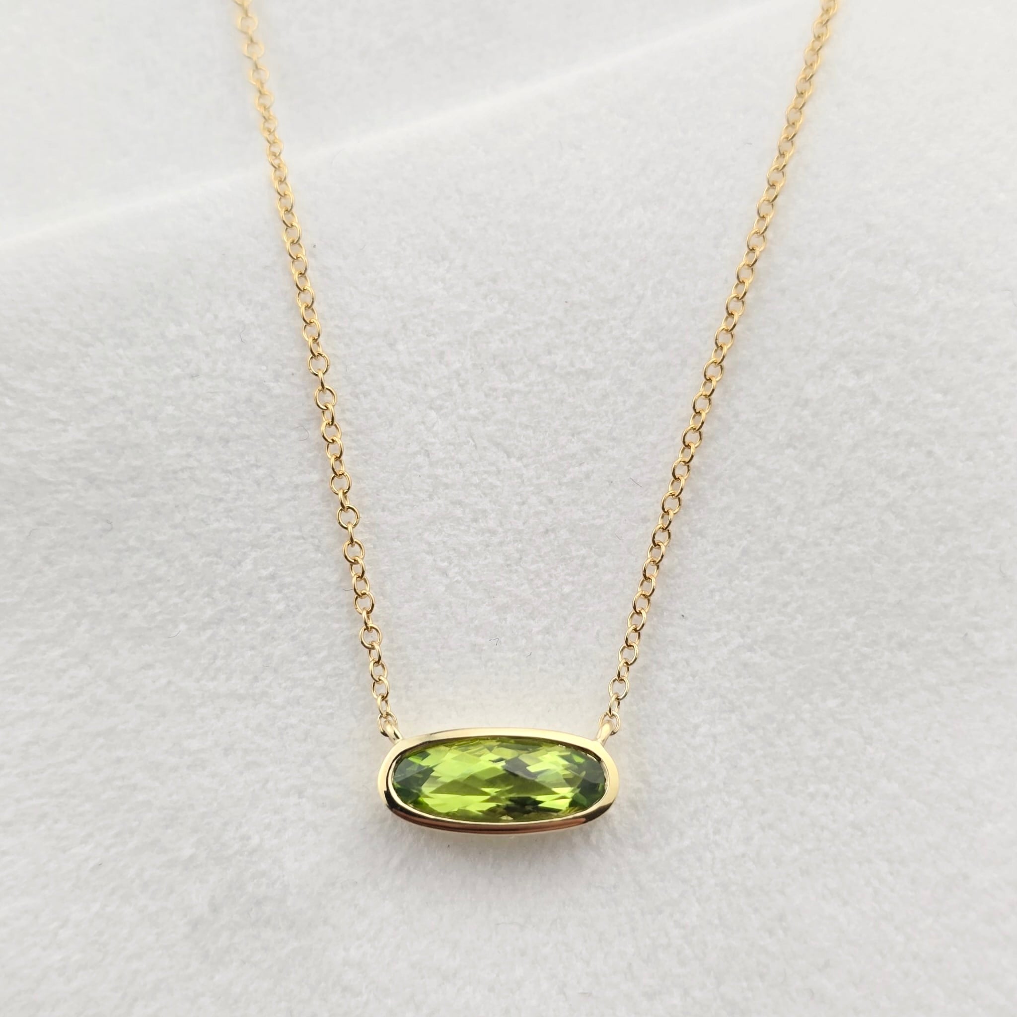 Oval Peridot Rubover Pendant