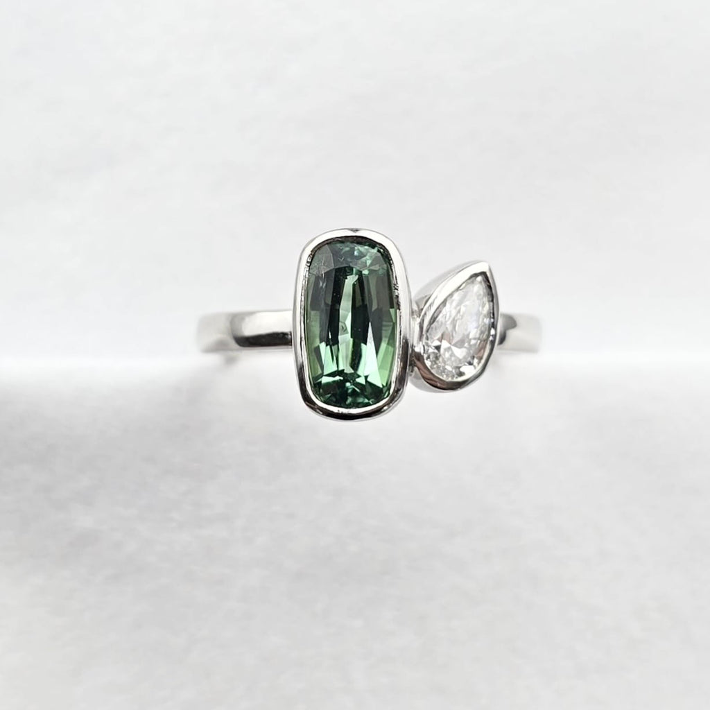 Moval Tourmaline and Diamond Toi et Moi