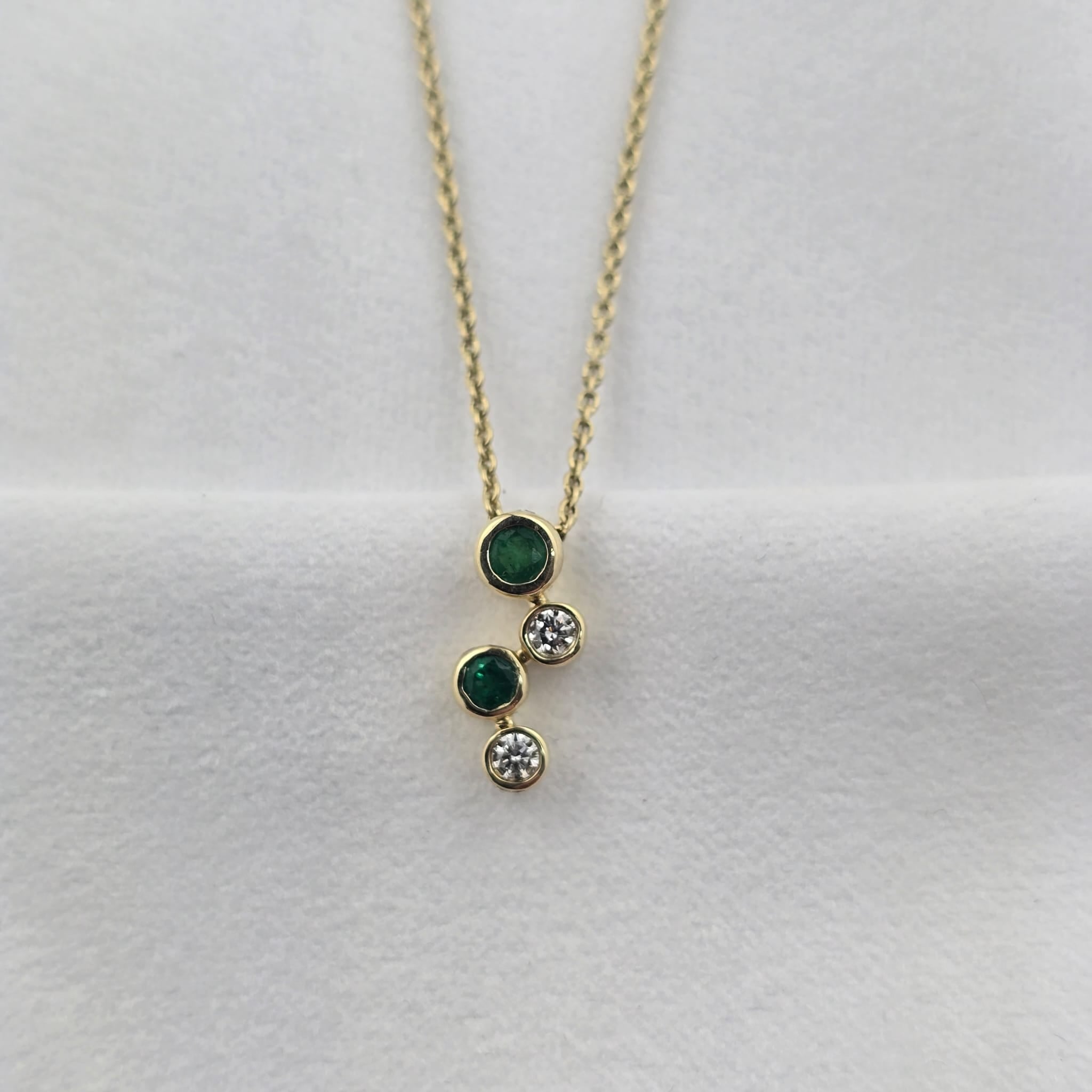 Emerald and Diamond Staggered Pendant