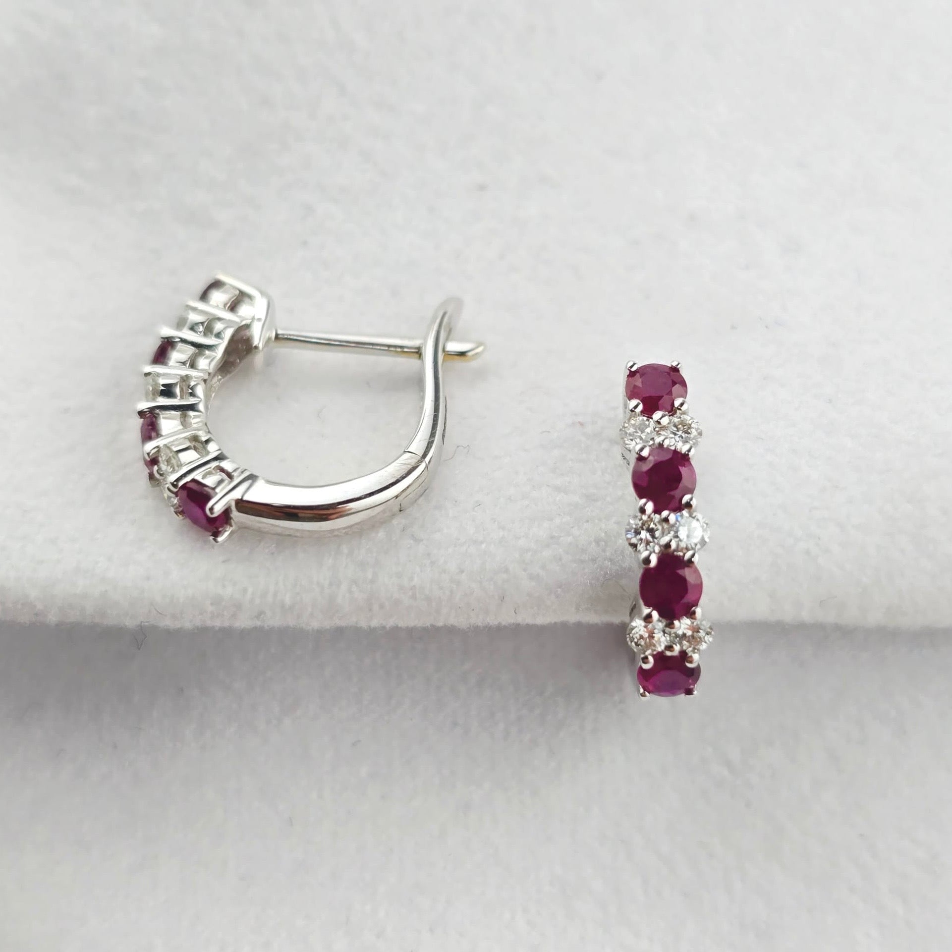 Ruby and Diamond Hoop Earrings