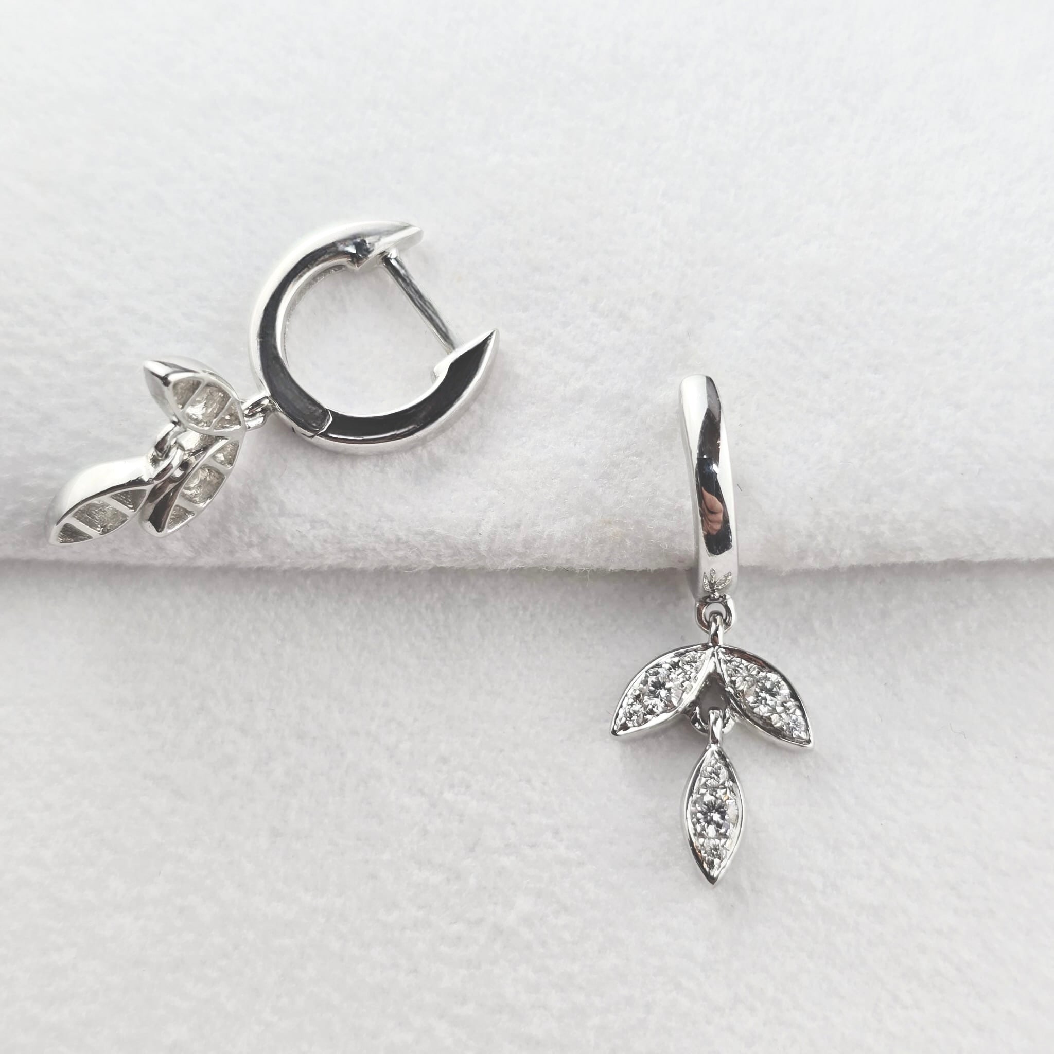 Diamond Leaf Hoop Earrings