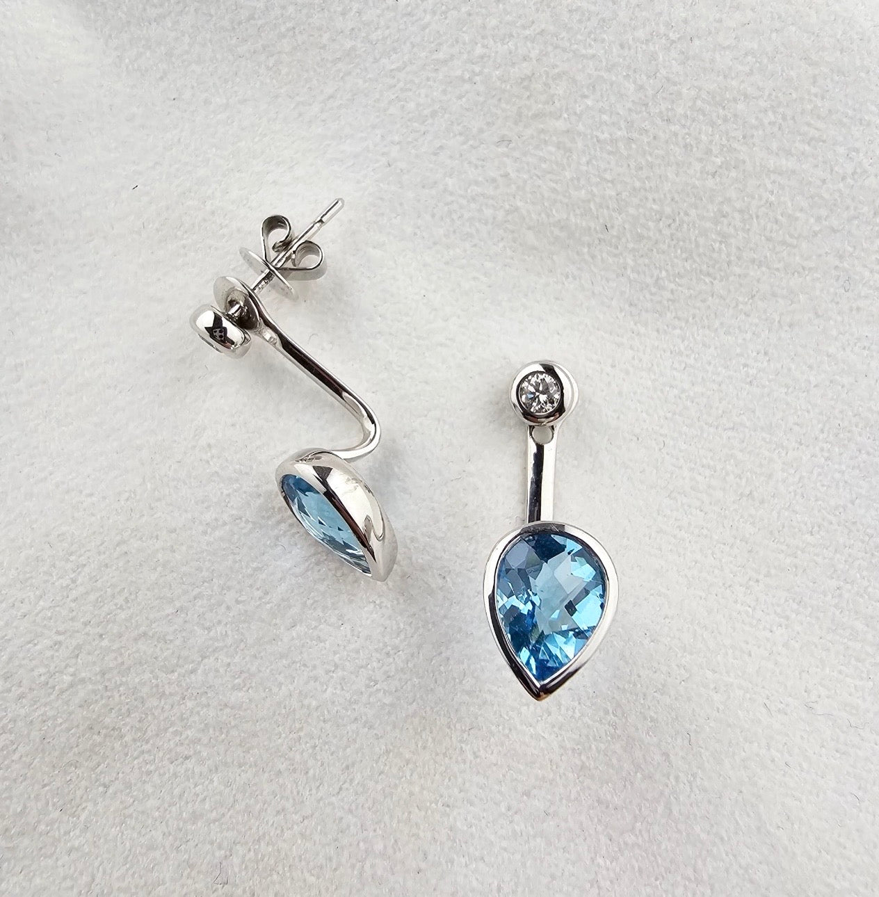Pear Topaz and Diamond Drop Earrings