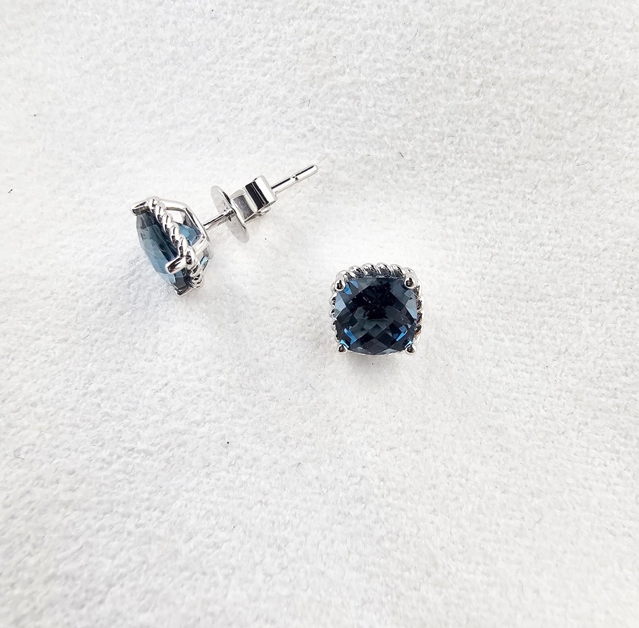 Checkerboard London Blue Topaz Studs