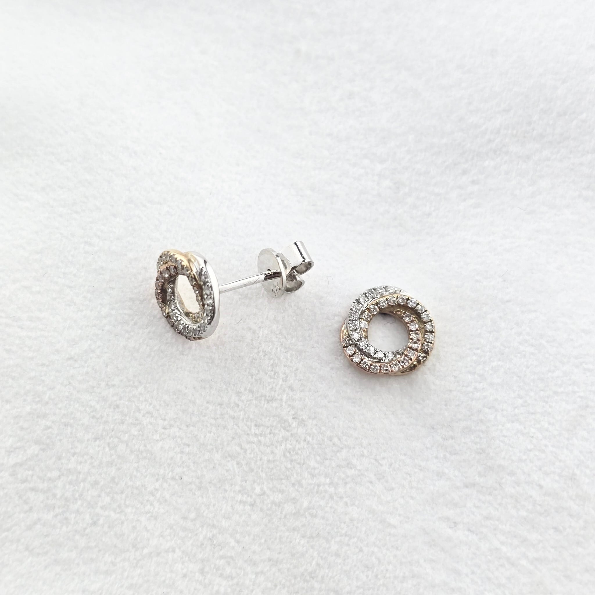 Tri Gold Diamond Earrings