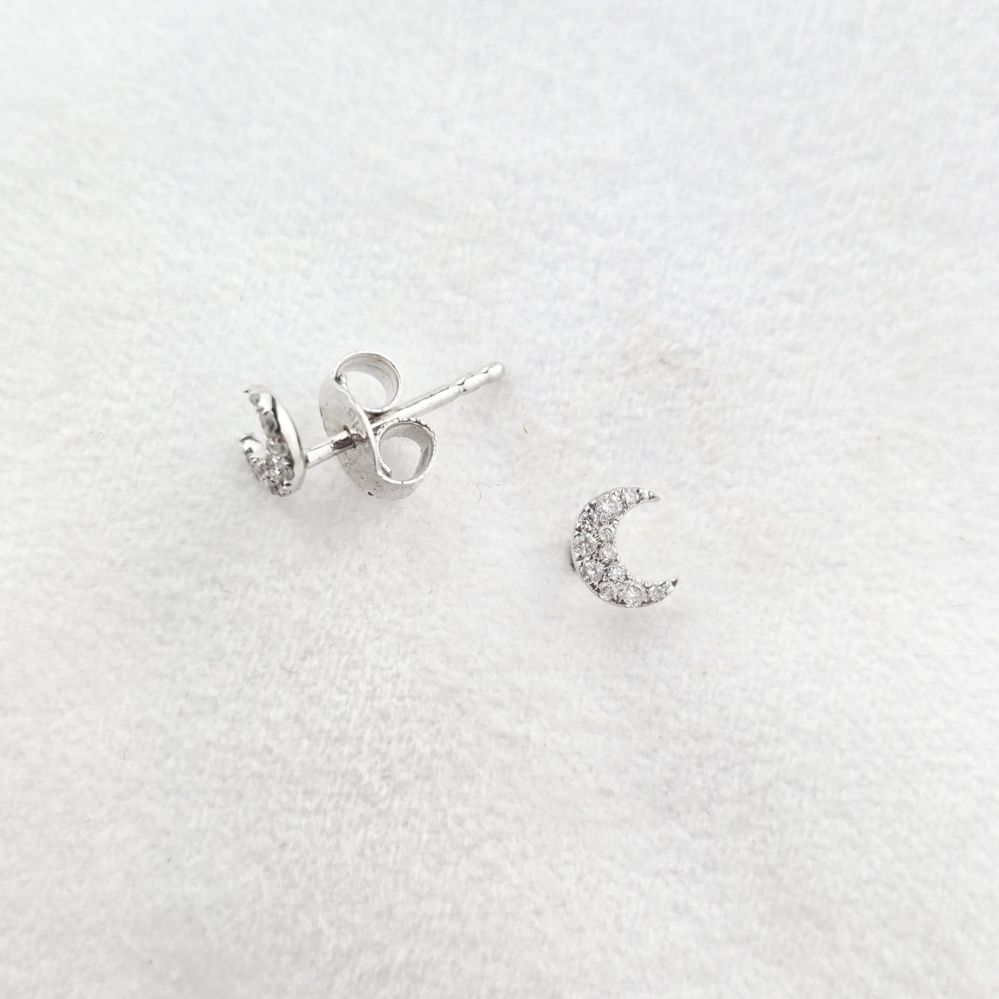 Diamond Moon Stud Earrings